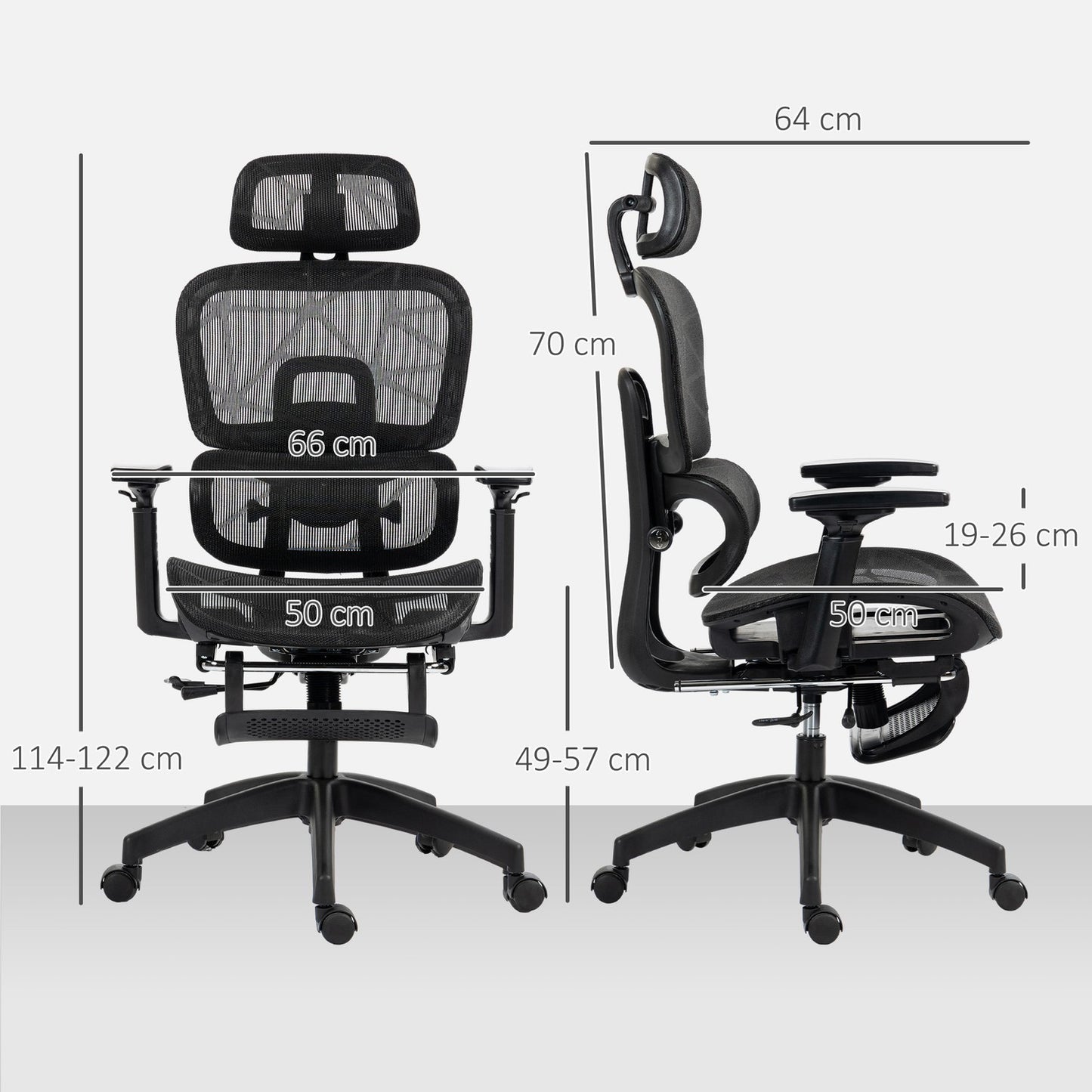 Ergonomic office chair with headrest, lumbar support, swivel