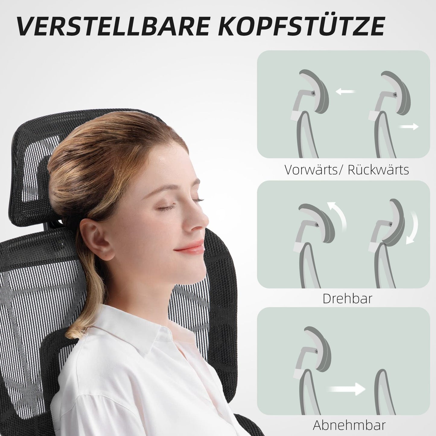 Ergonomic office chair with headrest, lumbar support, swivel