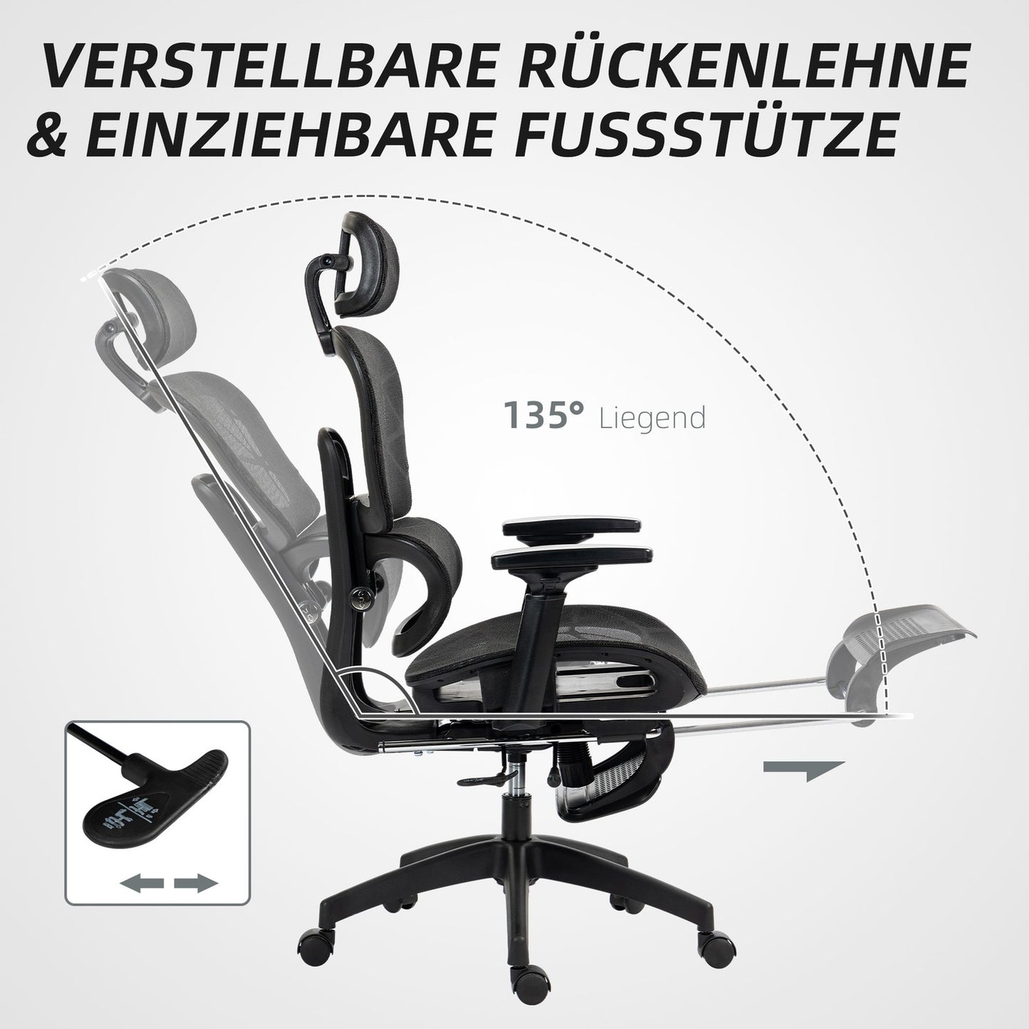 Ergonomic office chair with headrest, lumbar support, swivel