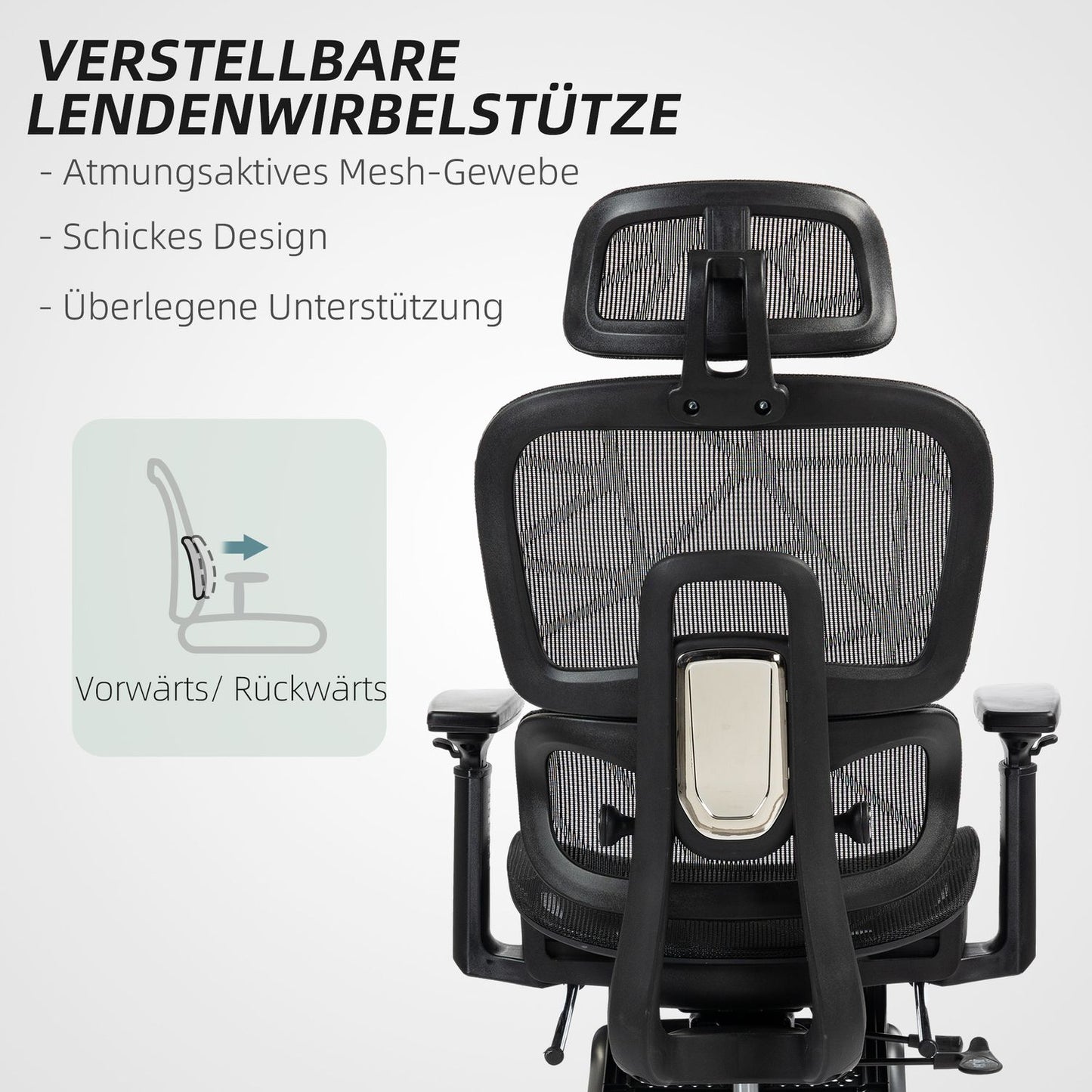 Ergonomic office chair with headrest, lumbar support, swivel