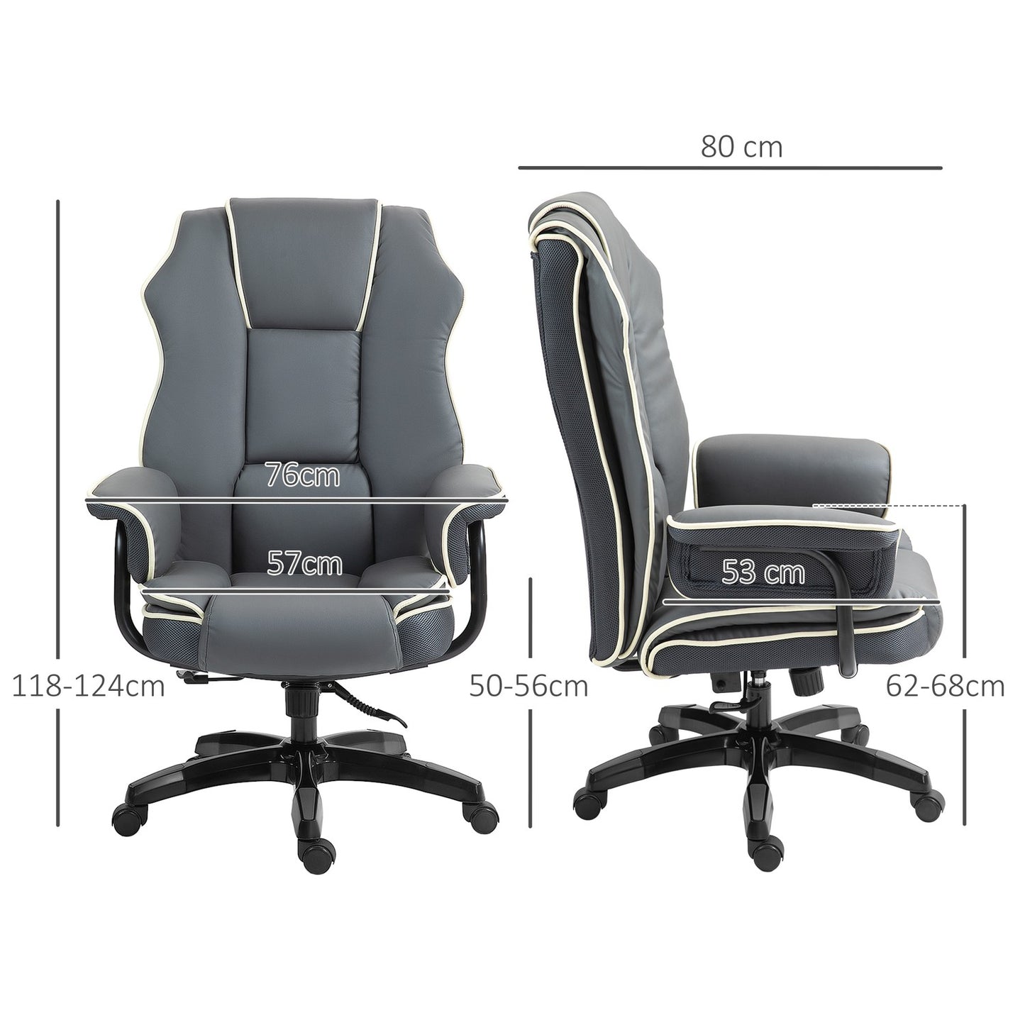 Ergonomic reclining office chair, artificial leather, adjustable