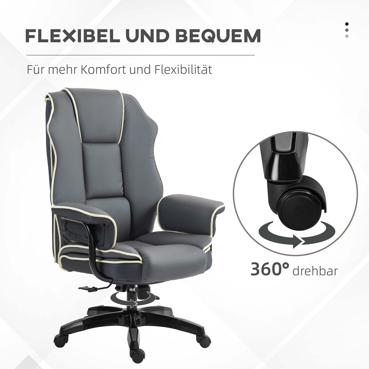 Ergonomic reclining office chair, artificial leather, adjustable