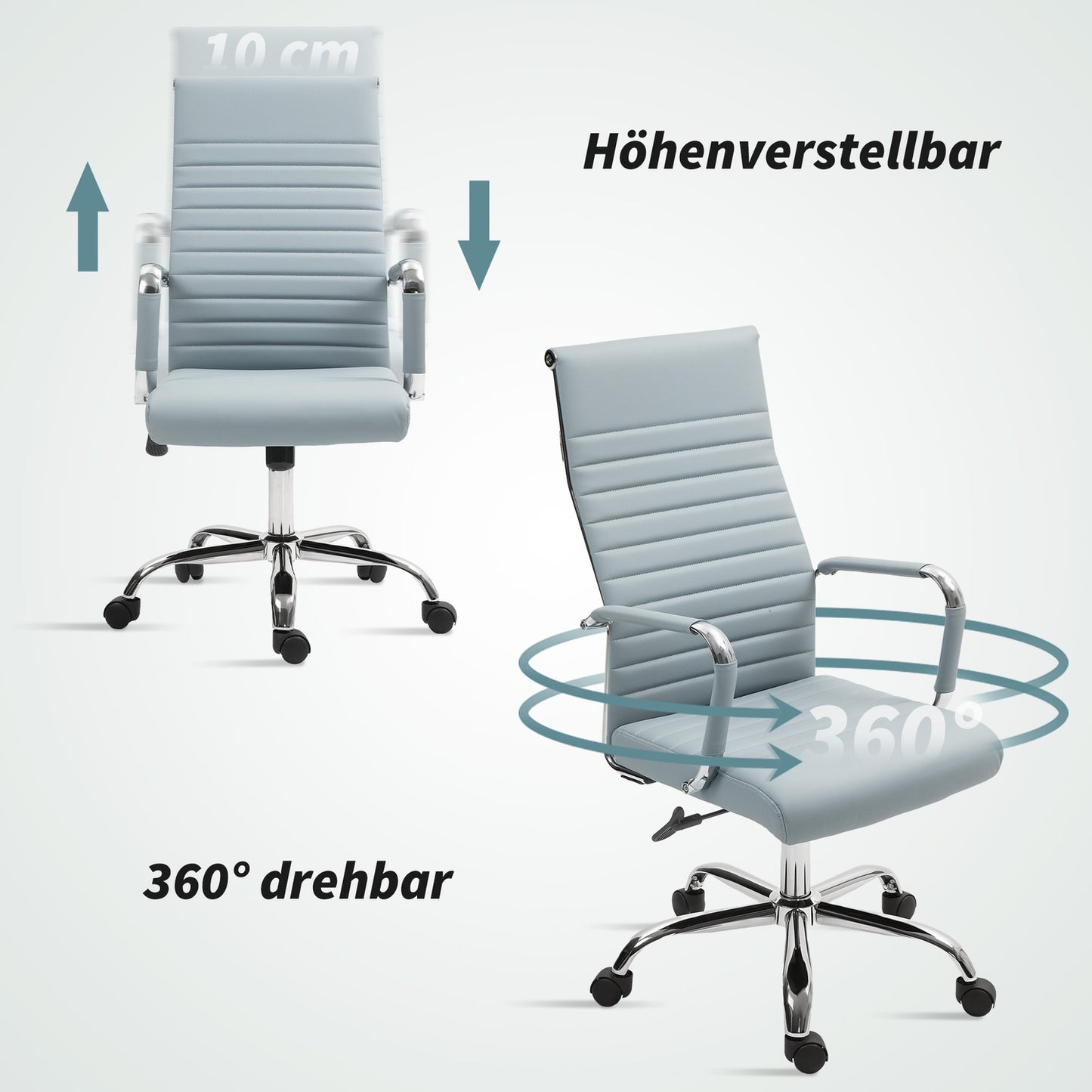 Ergonomic office chair, adjustable height, artificial leather