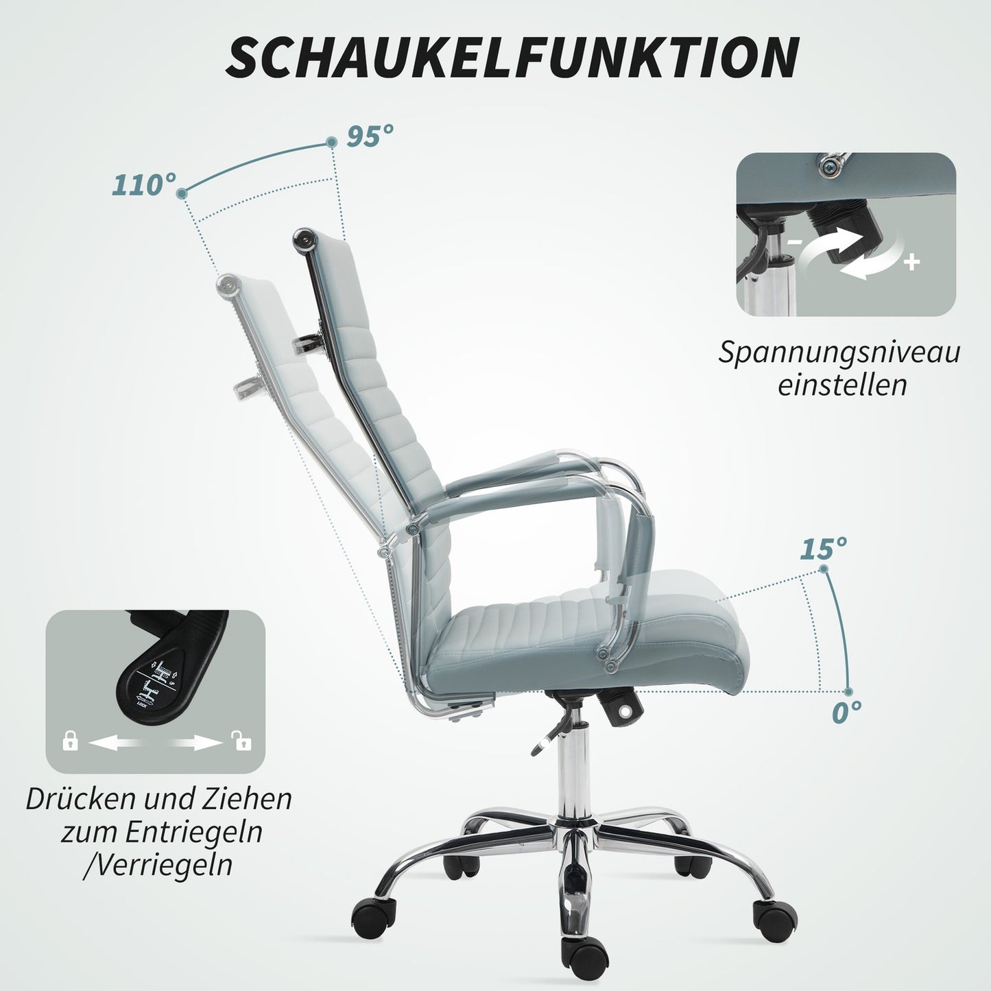 Ergonomic office chair, adjustable height, artificial leather