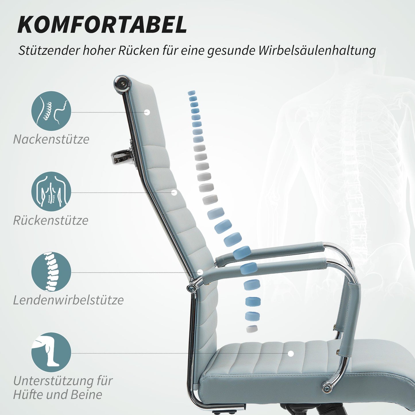 Ergonomic office chair, adjustable height, artificial leather