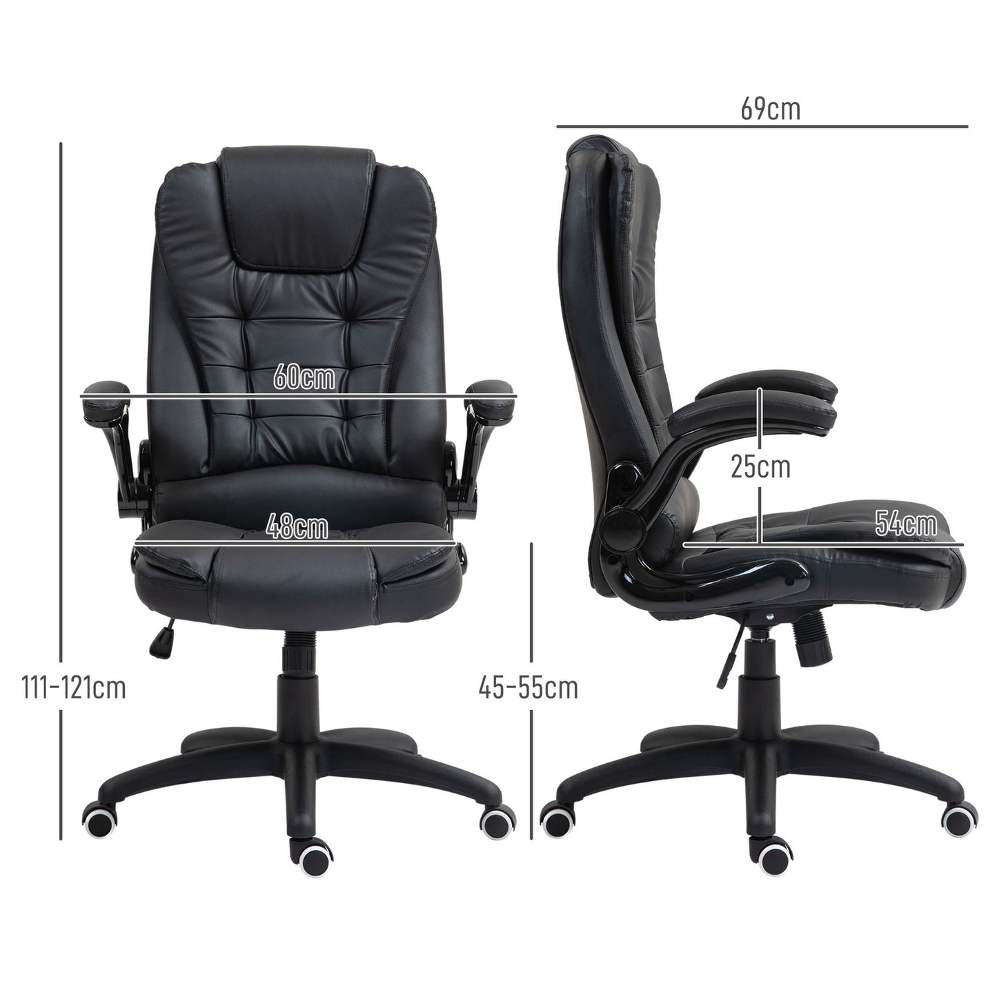 Ergonomic office chair, recliner & swivel, black