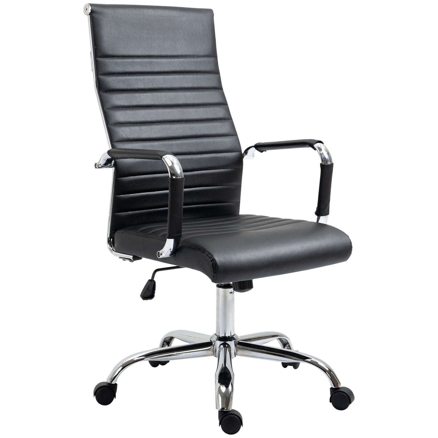 Ergonomic office chair, adjustable artificial leather, black
