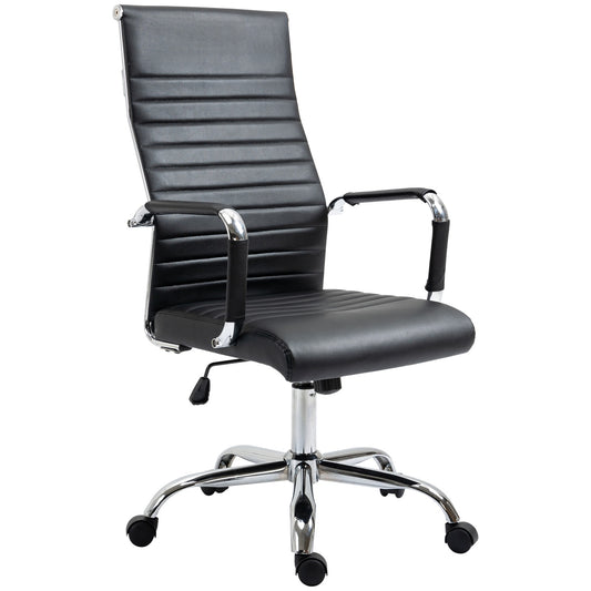 Ergonomic office chair, adjustable artificial leather, black