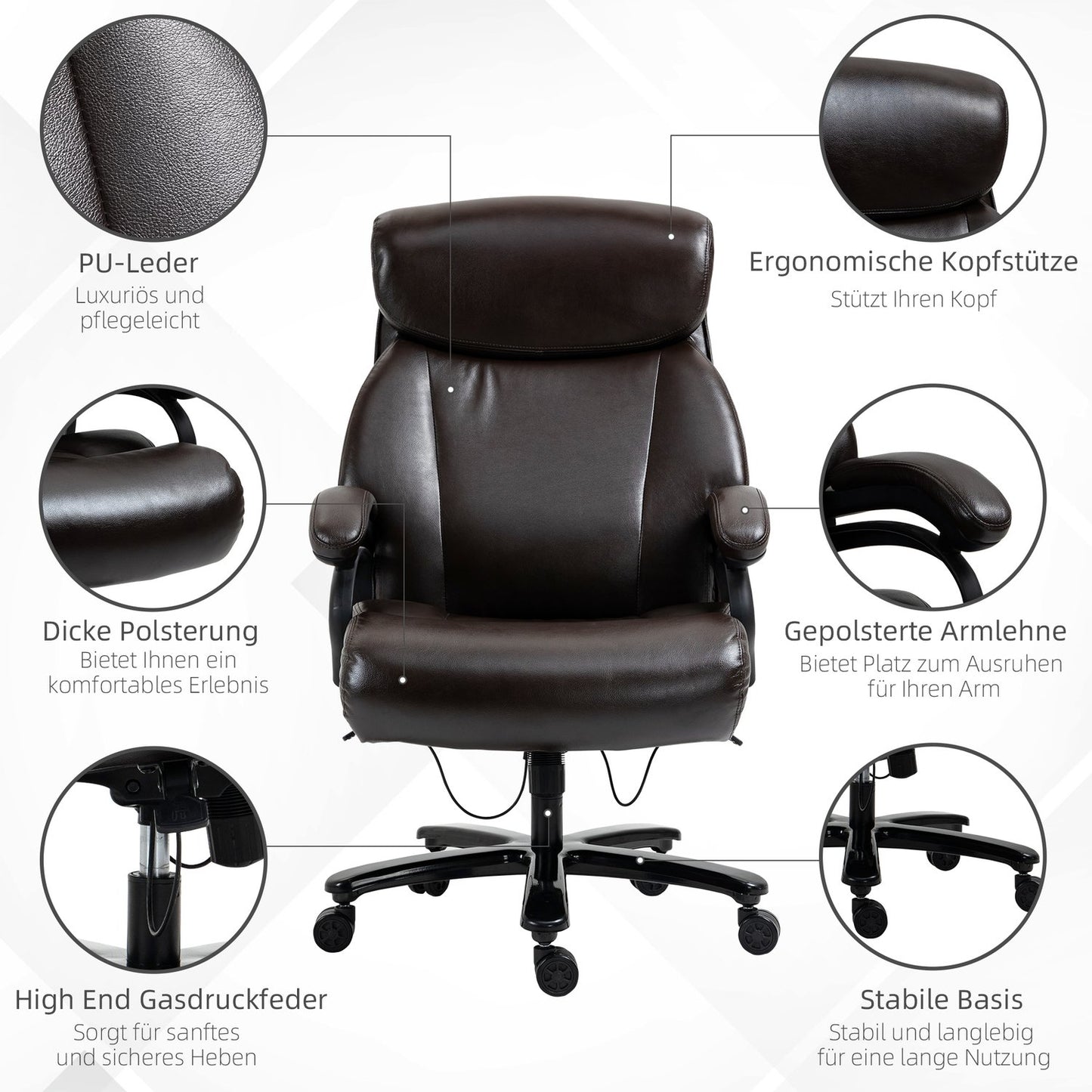 Ergonomic office chair, adjustable, 180 kg capacity