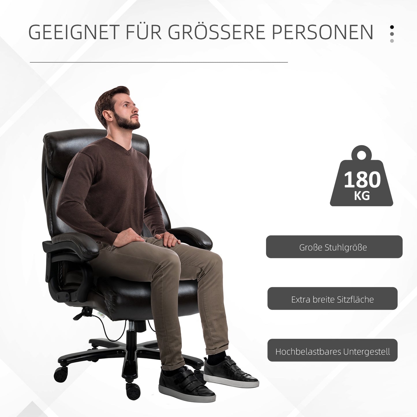 Ergonomic office chair, adjustable, 180 kg capacity