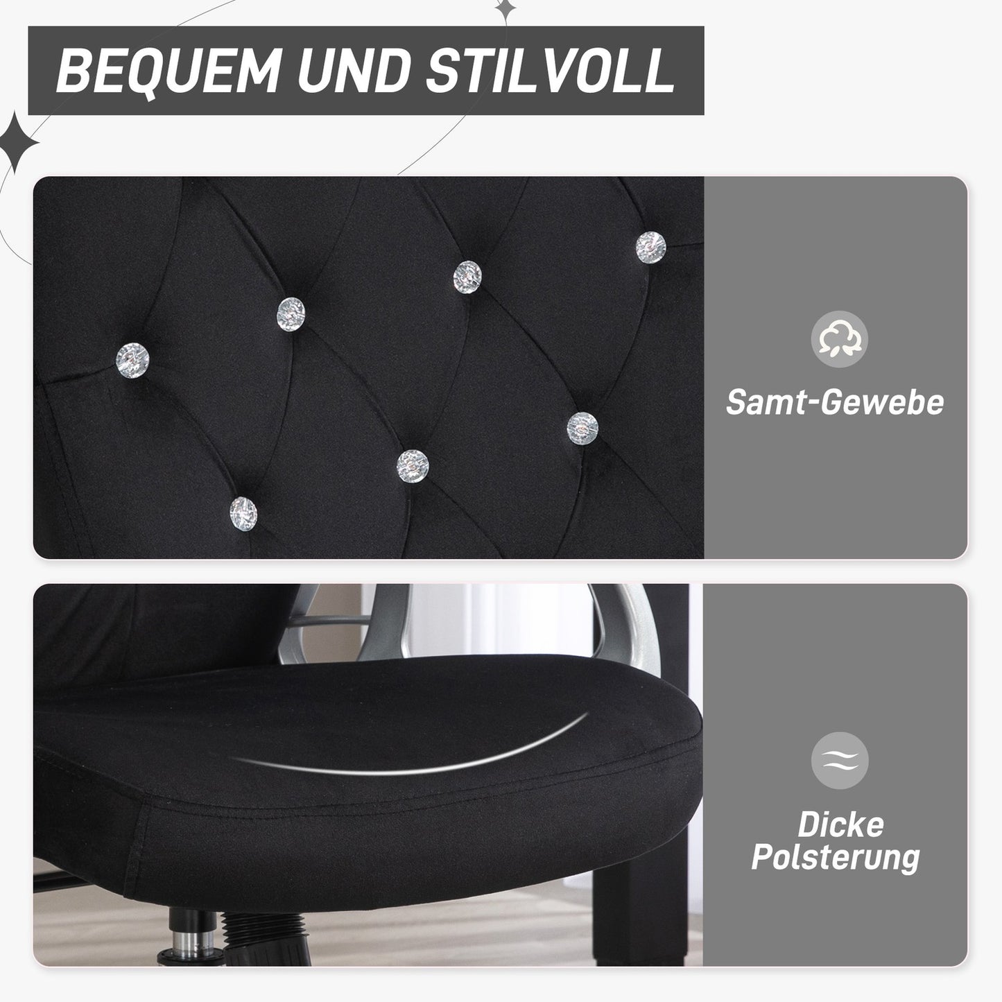 Ergonomic office chair in synthetic leather, adjustable, black