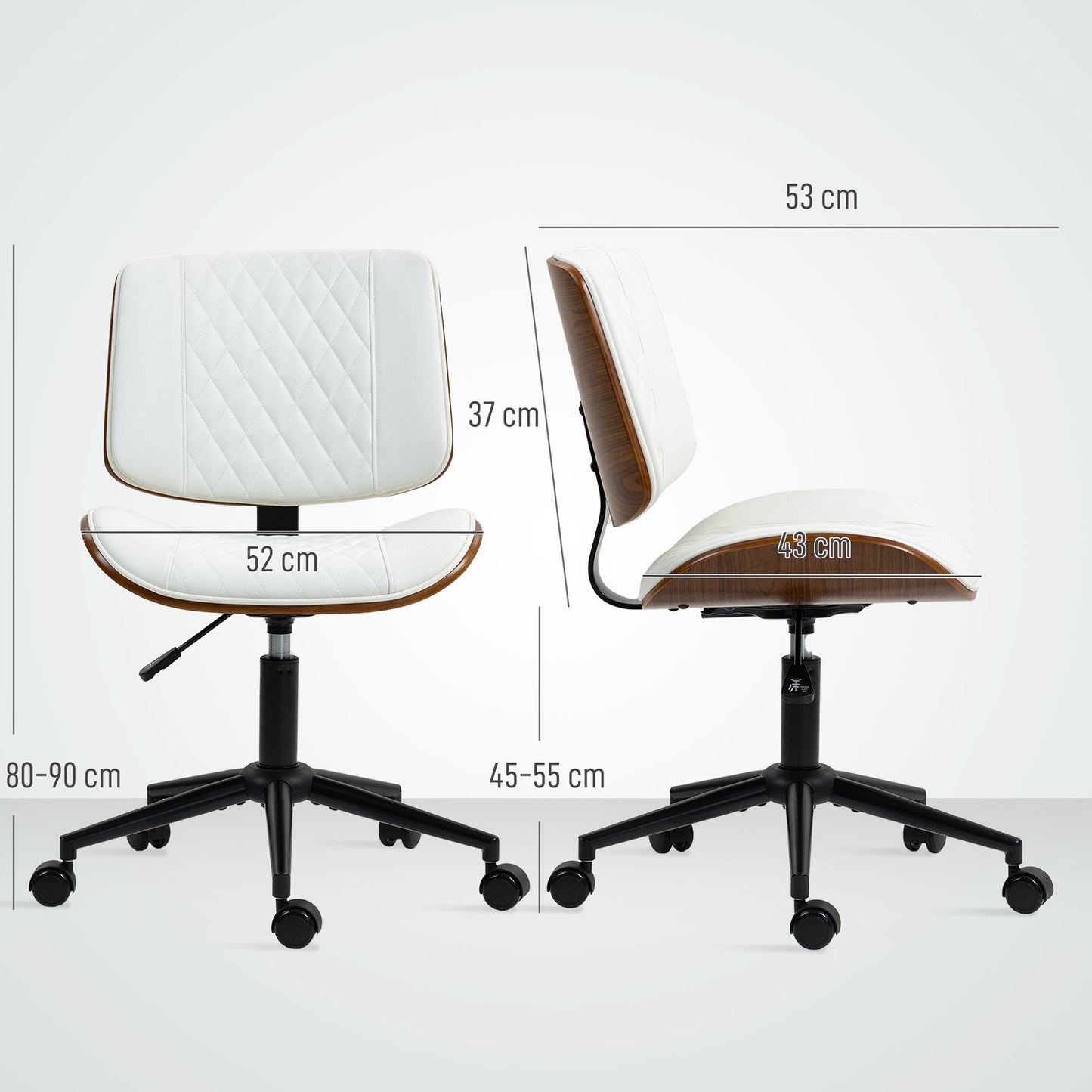 White office chair in artificial leather, height adjustable