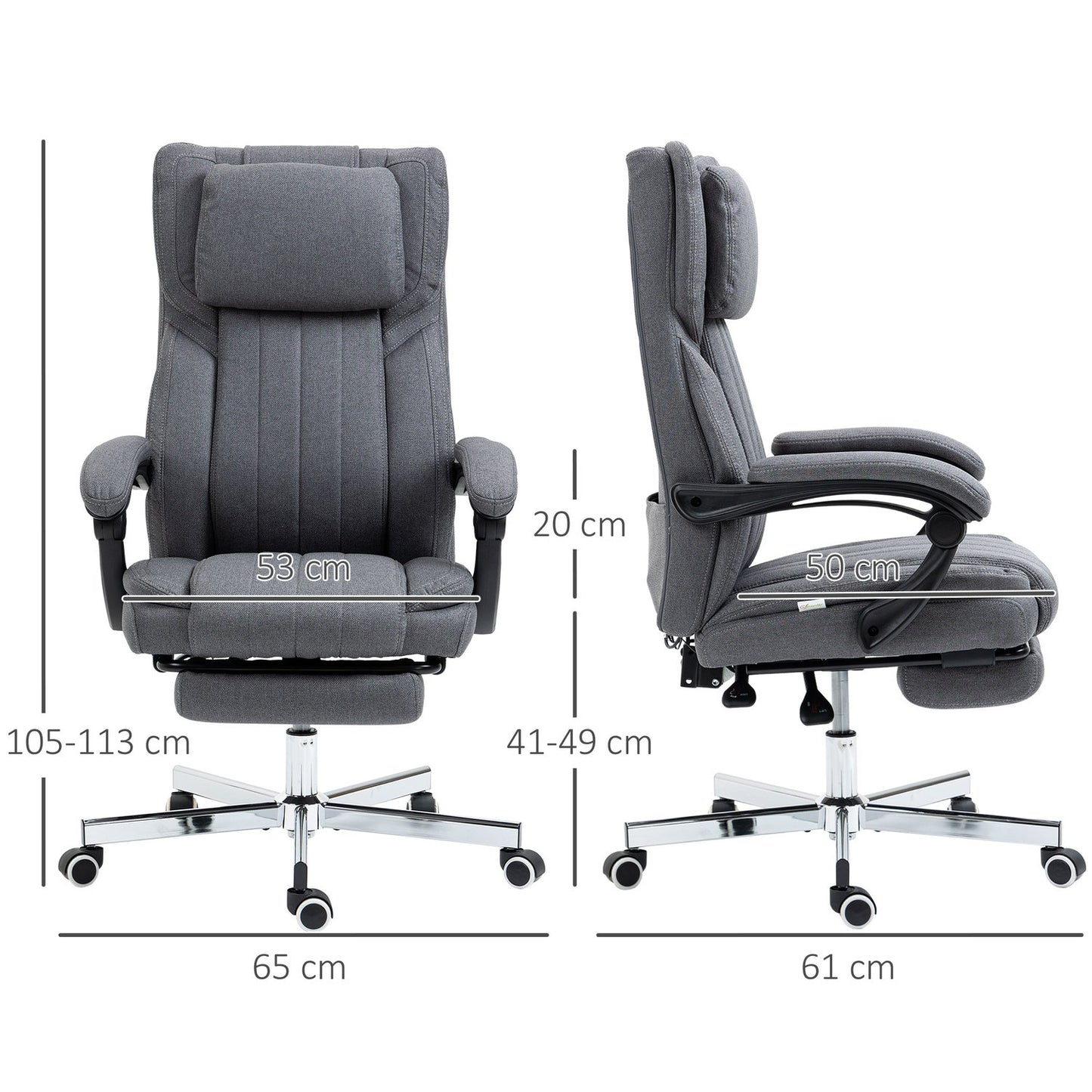 Ergonomic office chair, Reclining, Massage, Grey