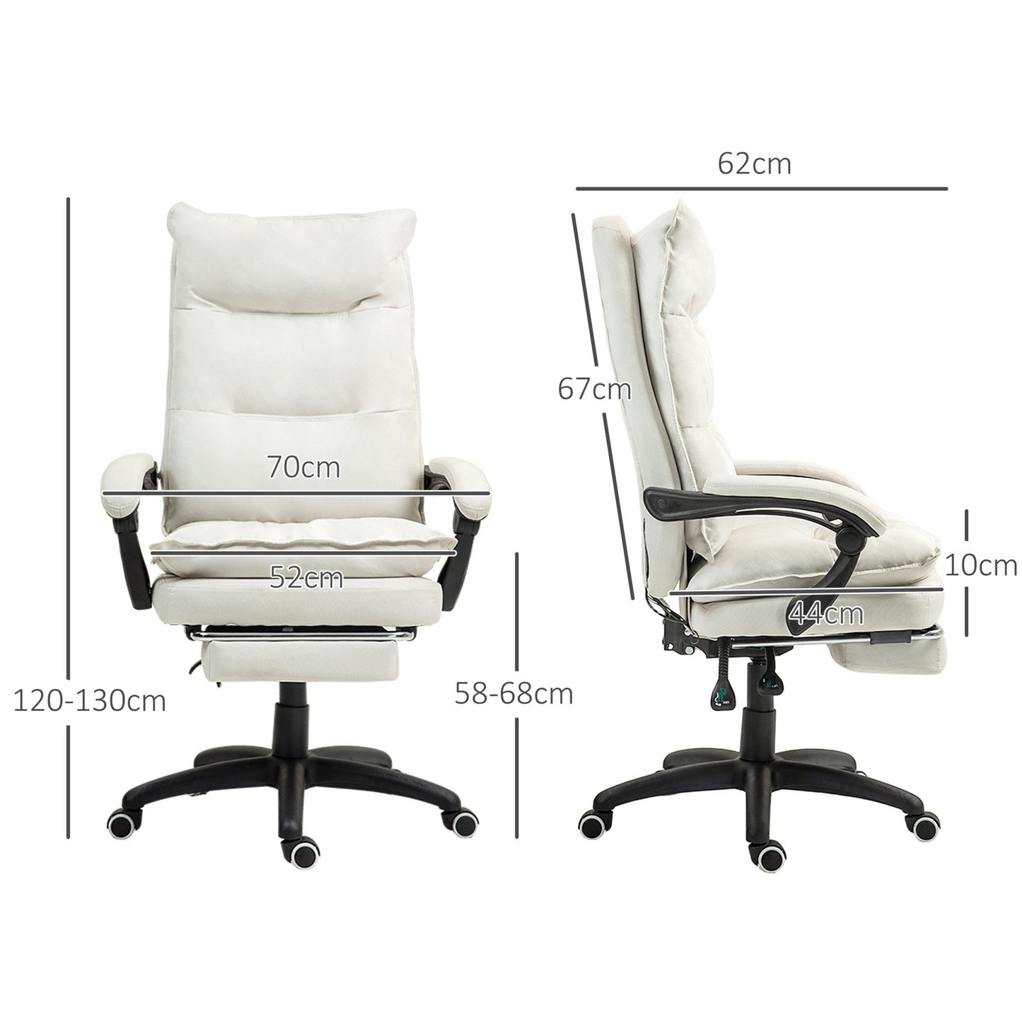 Ergonomic office chair, Massage & Recline, Creme White