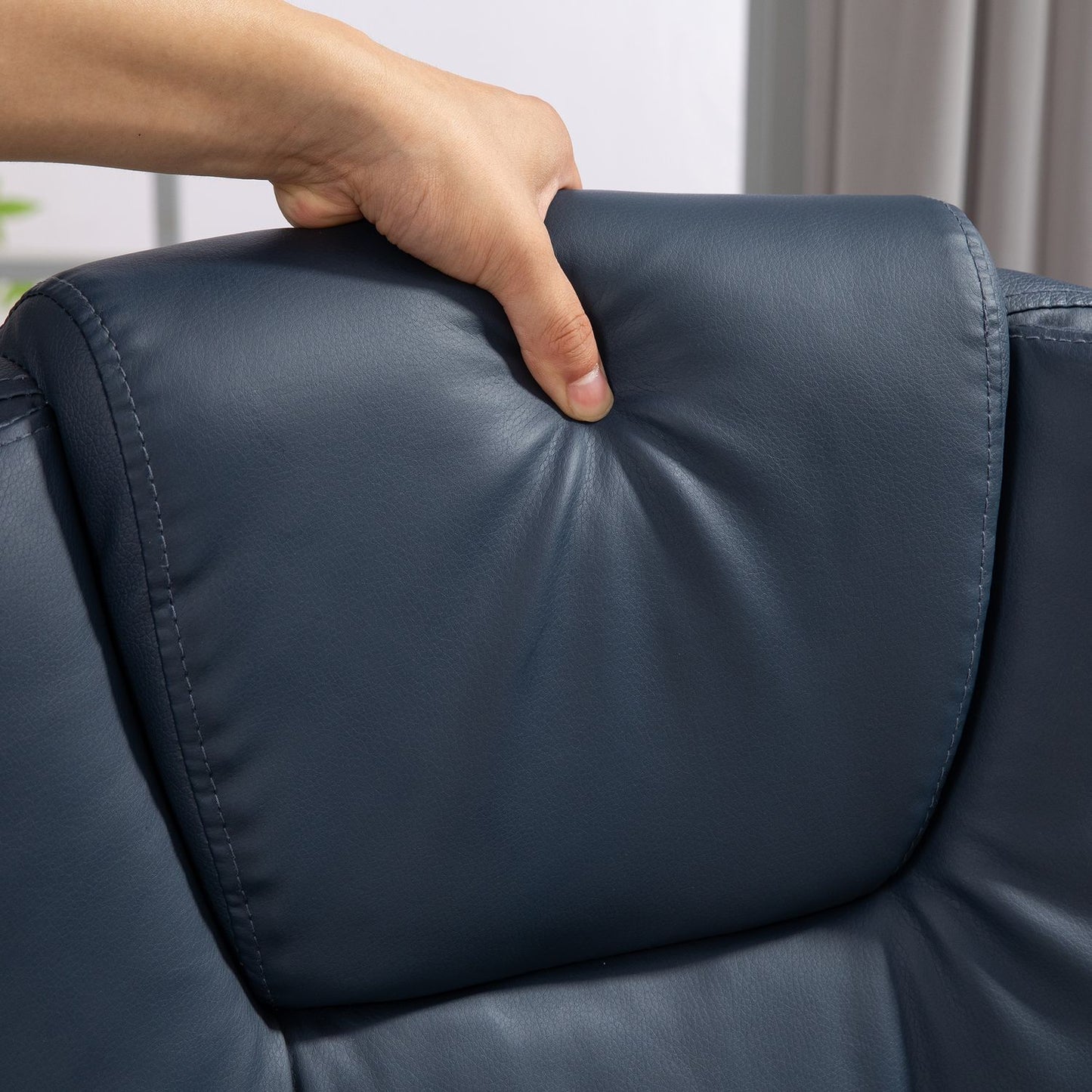 Ergonomic office chair with massage and tilt, blue