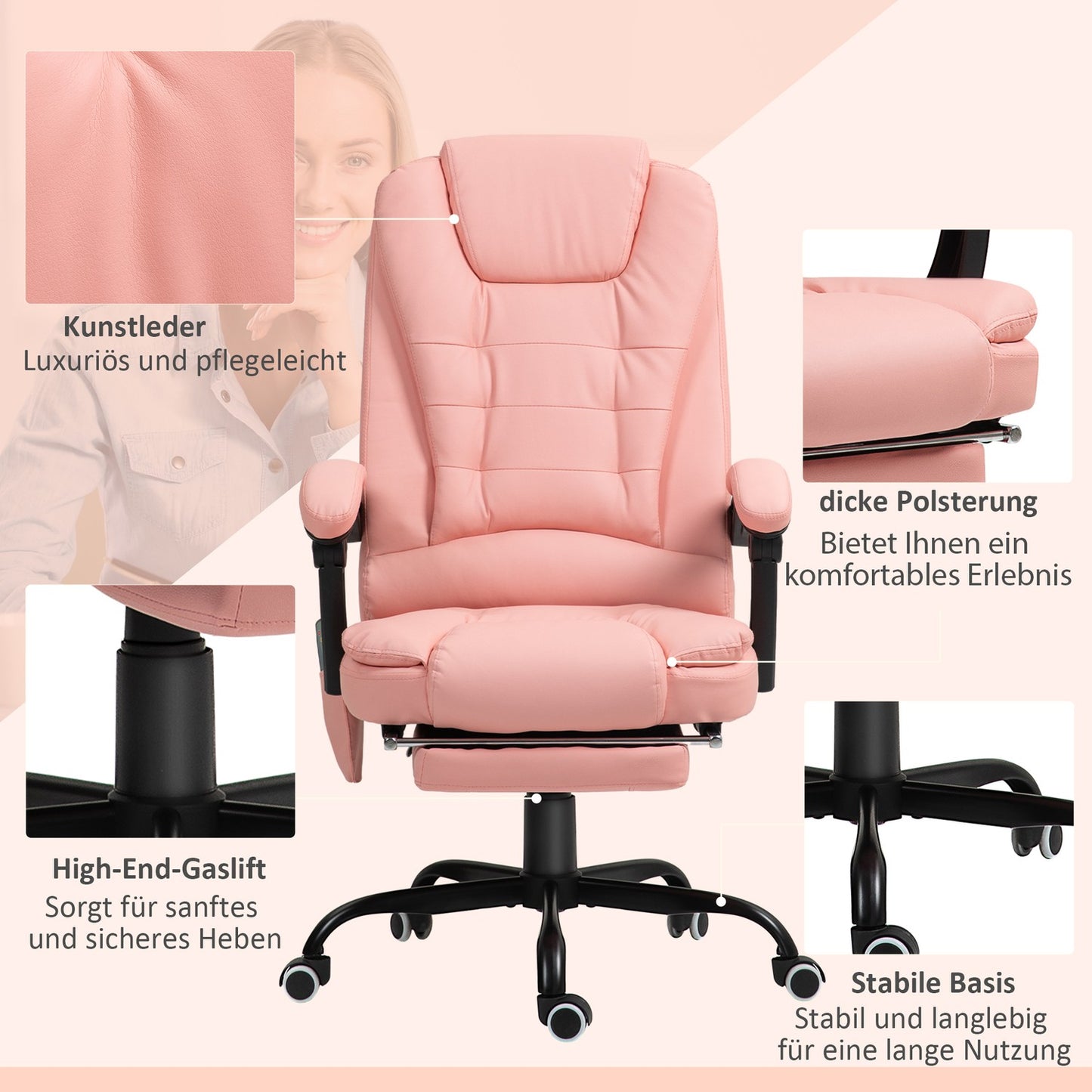 Ergonomic office chair, massage & rest, 120 kg capacity