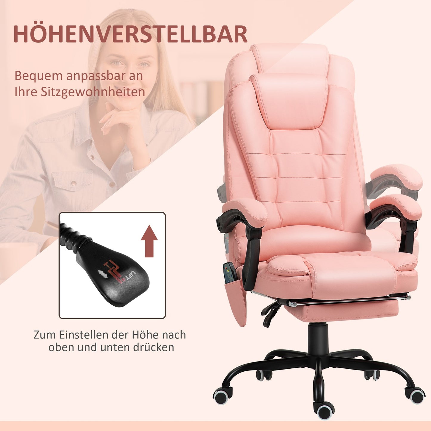 Ergonomic office chair, massage & rest, 120 kg capacity