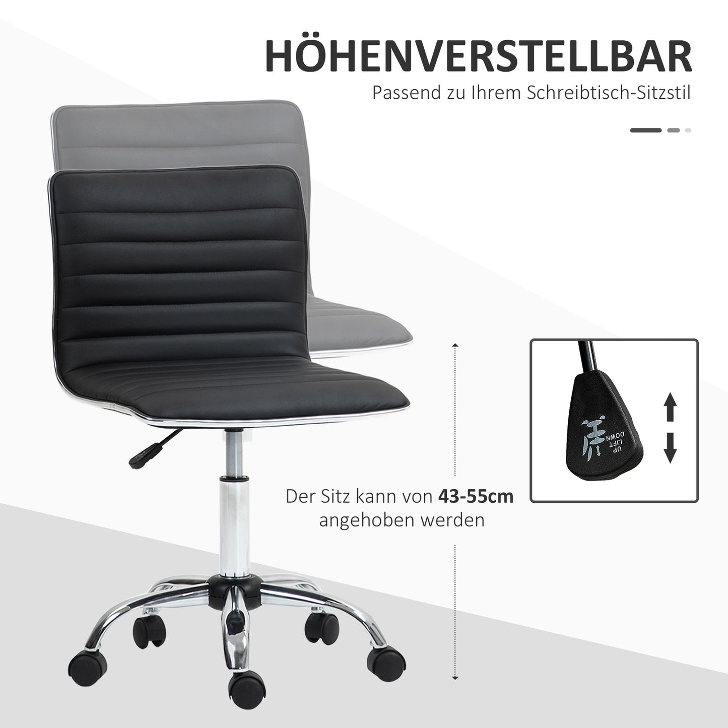 Ergonomic office chair, adjustable swivel, black, 120 kg Capacity