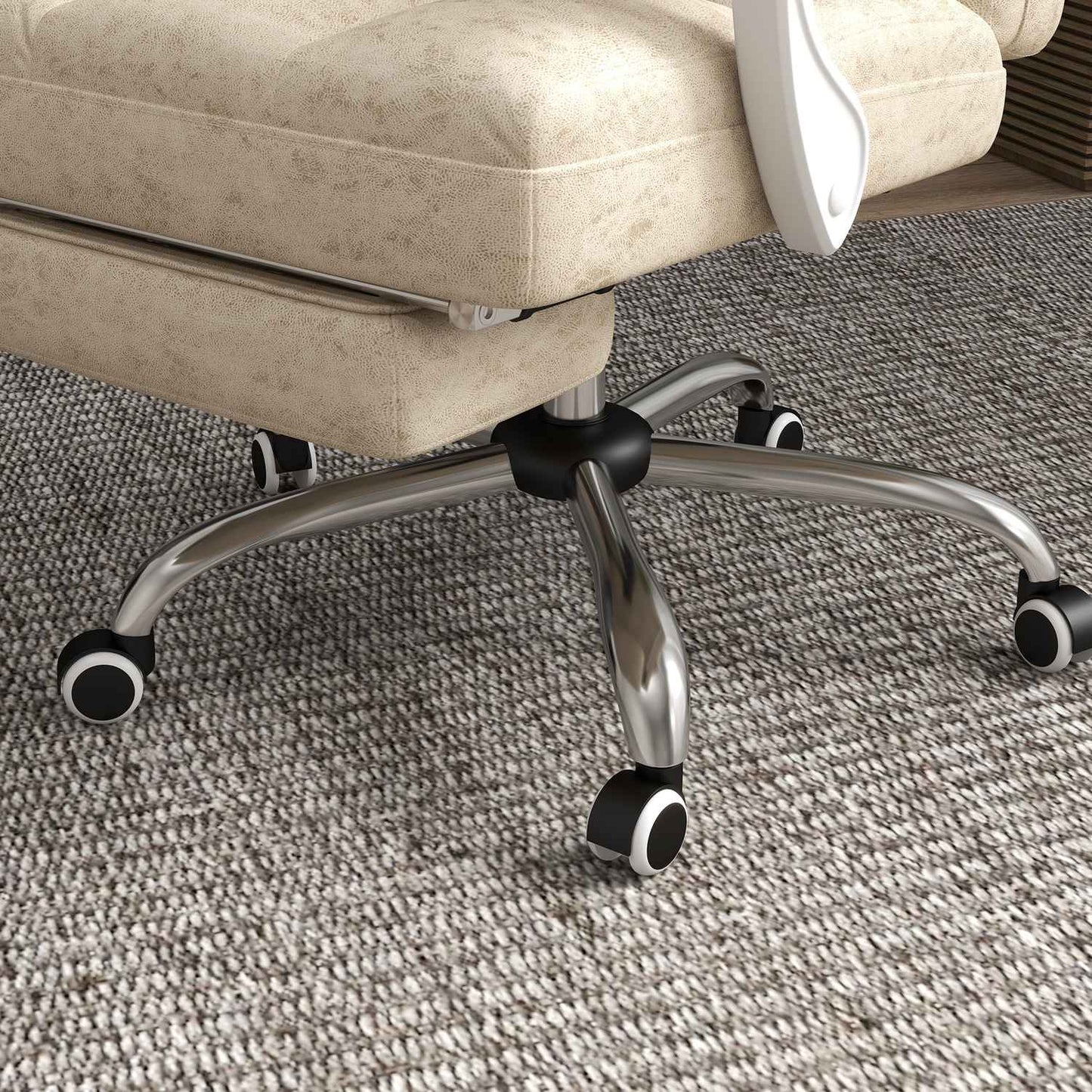 Ergonomic office chair with massage & heating, adjustable, beige