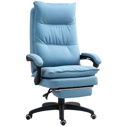 Ergonomic massage office chair with tilt & footrest, blue