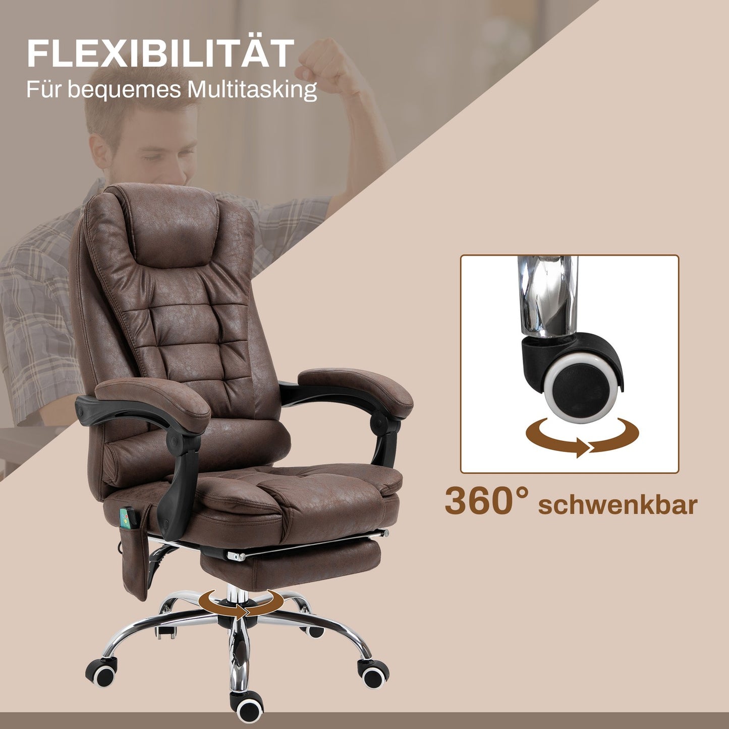 Ergonomic office chair with massage, tilt and heat