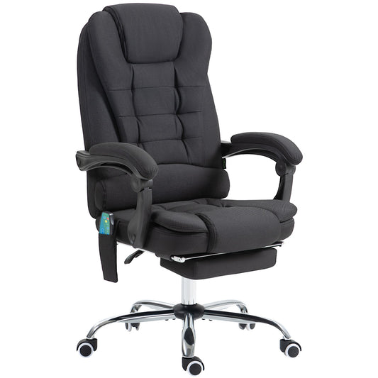 Ergonomic massage office chair, reclining with footrest, black