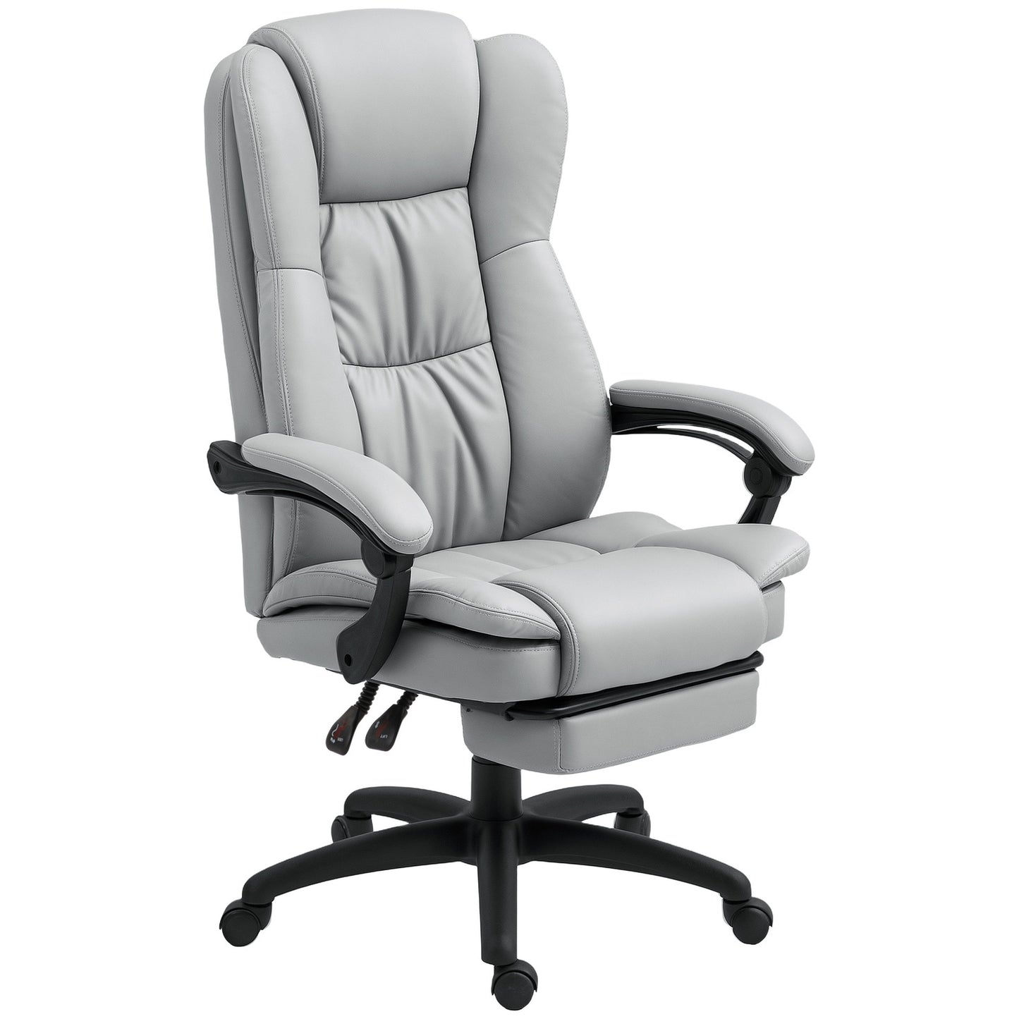 Ergonomic office chair with massage, tilt, footrest, gray