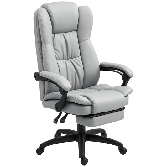 Ergonomic office chair with massage, tilt, footrest, gray