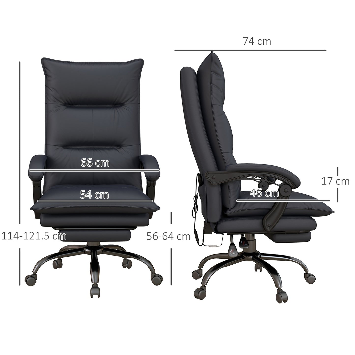 Height-adjustable office chair with massage and footrest