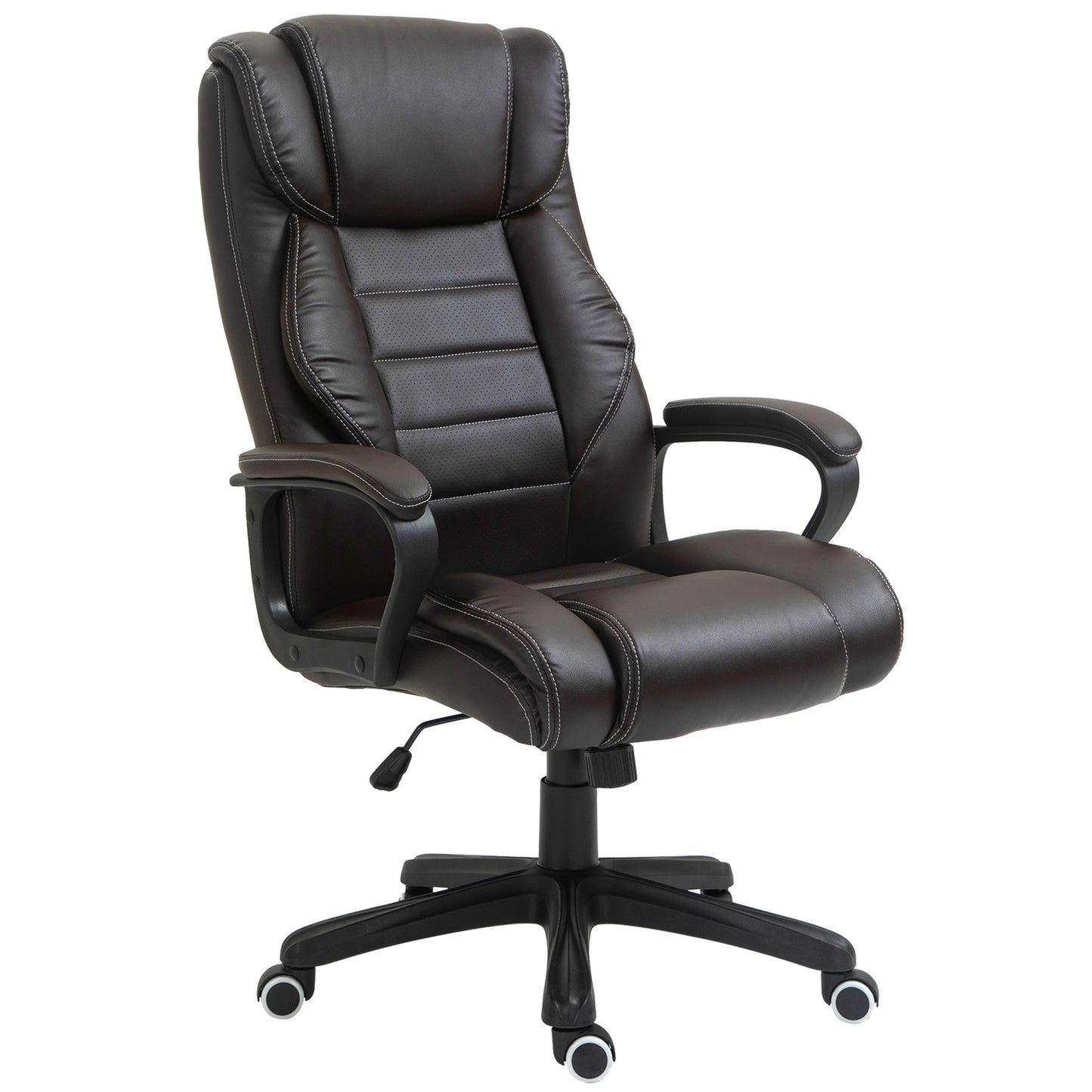 Office chair with massage function, height-adjustable executive chair, ergonomic swivel chair, 6 vibration points, brown