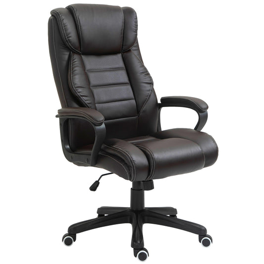 Office chair with massage function, height-adjustable executive chair, ergonomic swivel chair, 6 vibration points, brown
