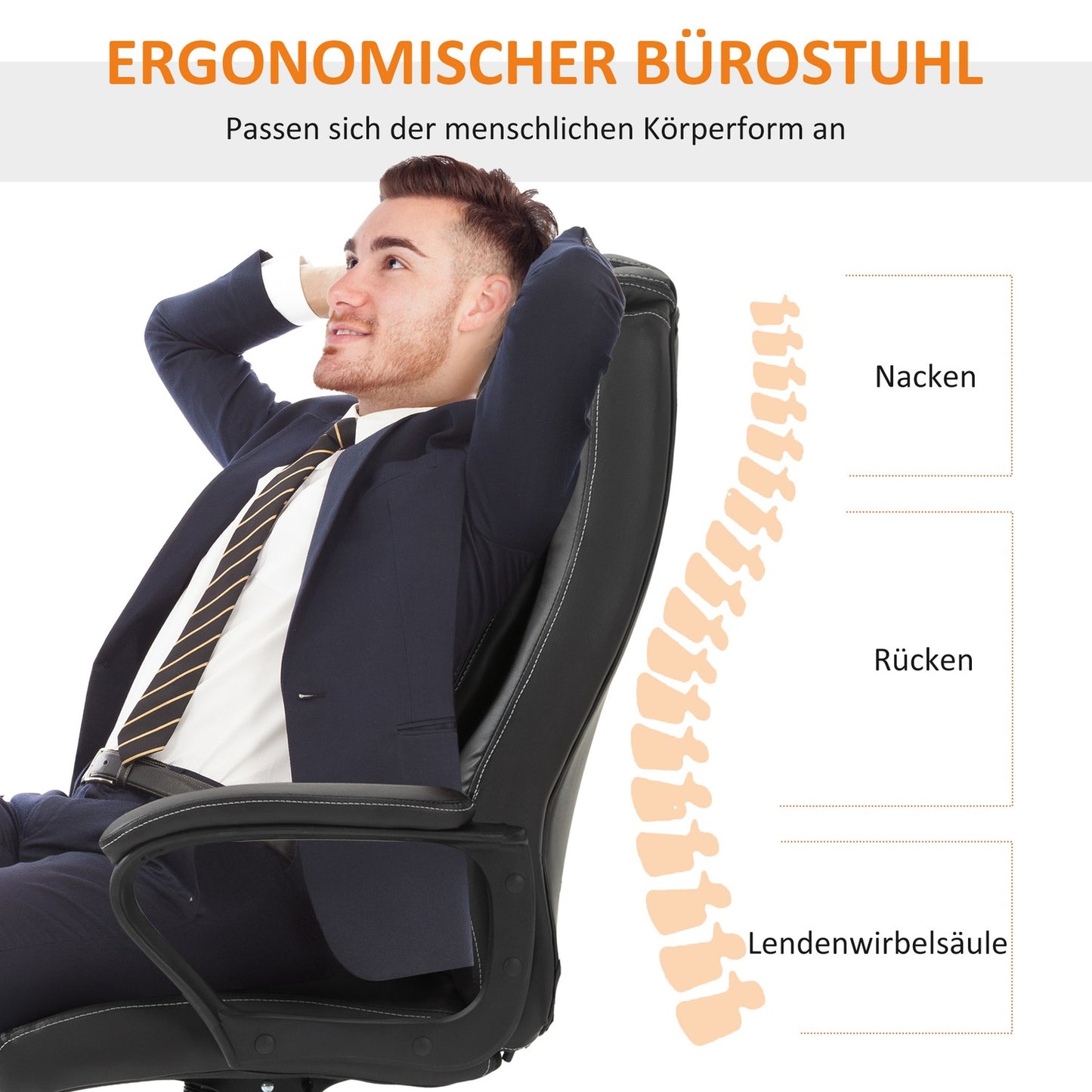 Office chair with massage function, height-adjustable executive chair, ergonomic swivel chair, 6 vibration points, brown