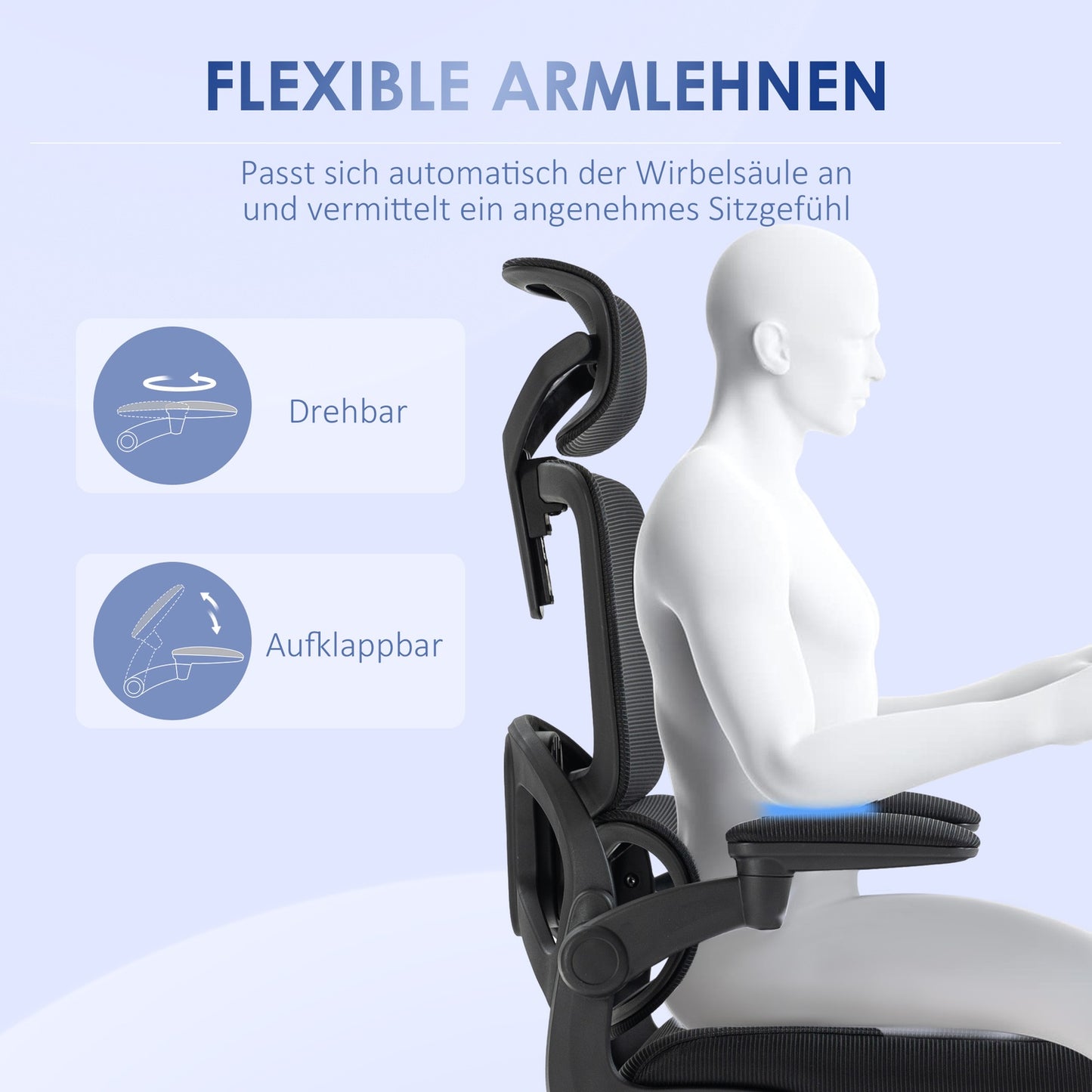 Office chair, Mesh, height adjustable, rocking, black