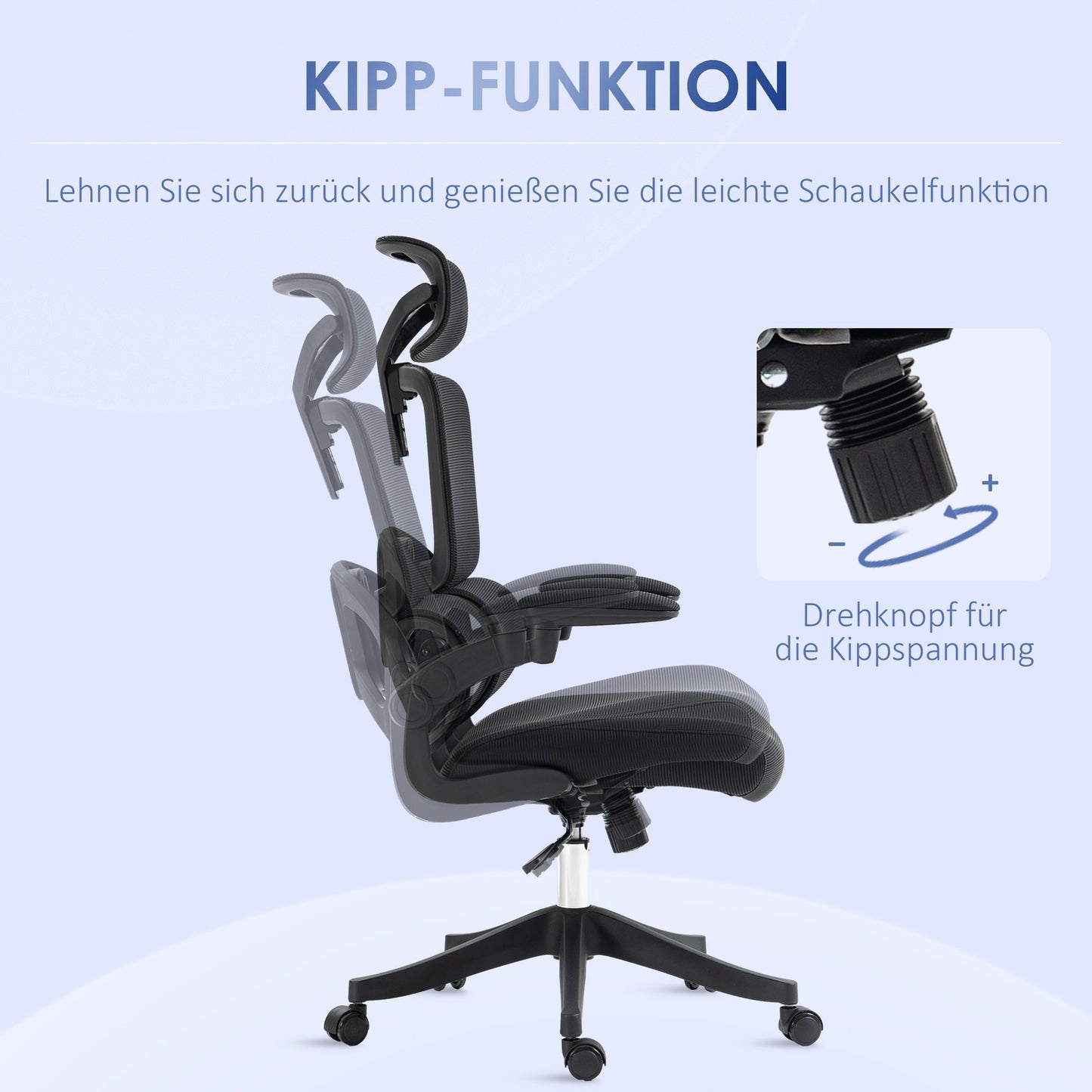 Office chair, Mesh, height adjustable, rocking, black