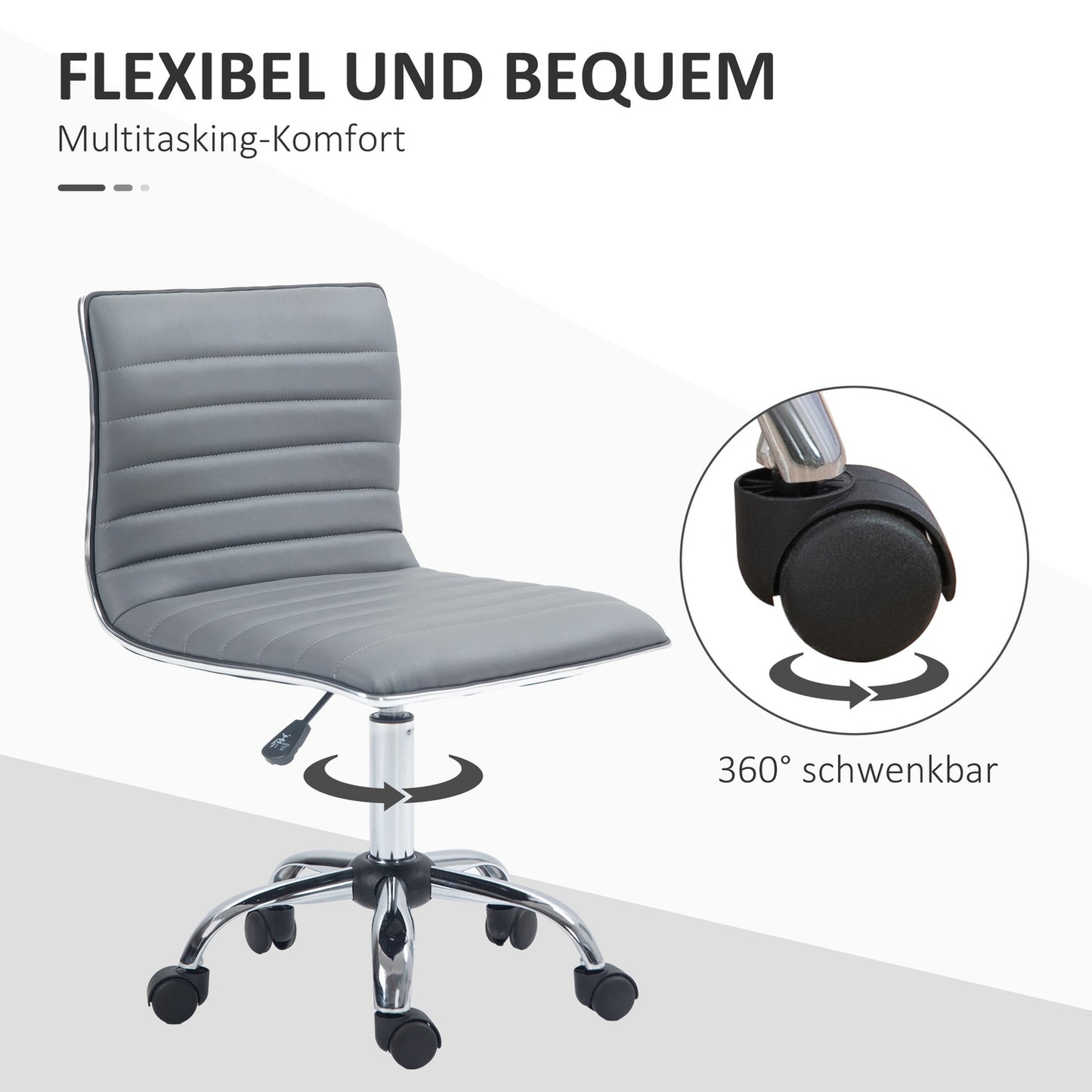Height adjustable swivel office chair, no arms, 120 kg capacity