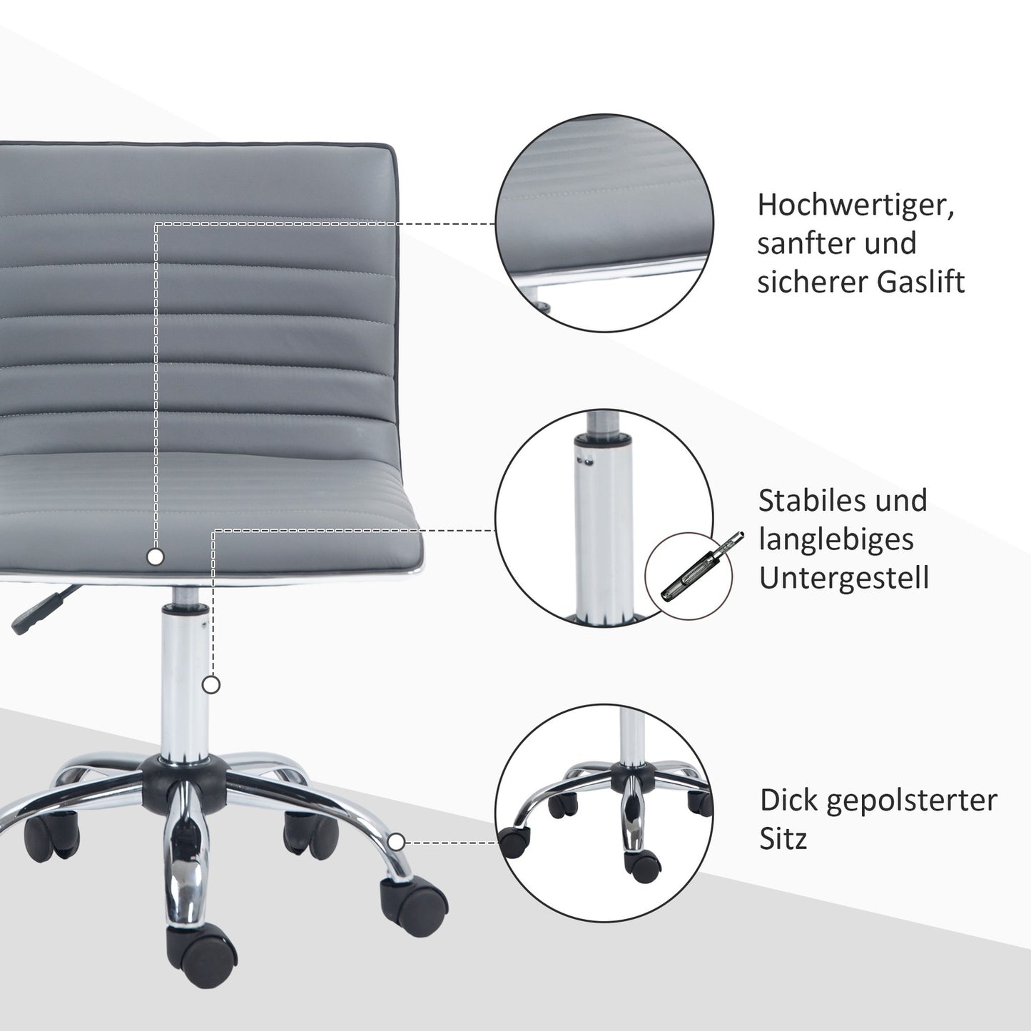 Height adjustable swivel office chair, no arms, 120 kg capacity