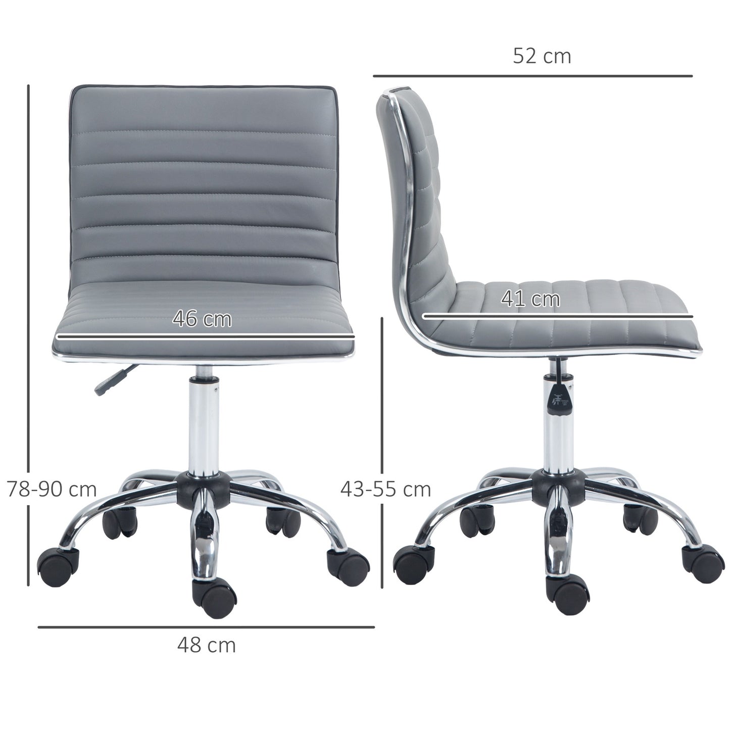 Height adjustable swivel office chair, no arms, 120 kg capacity