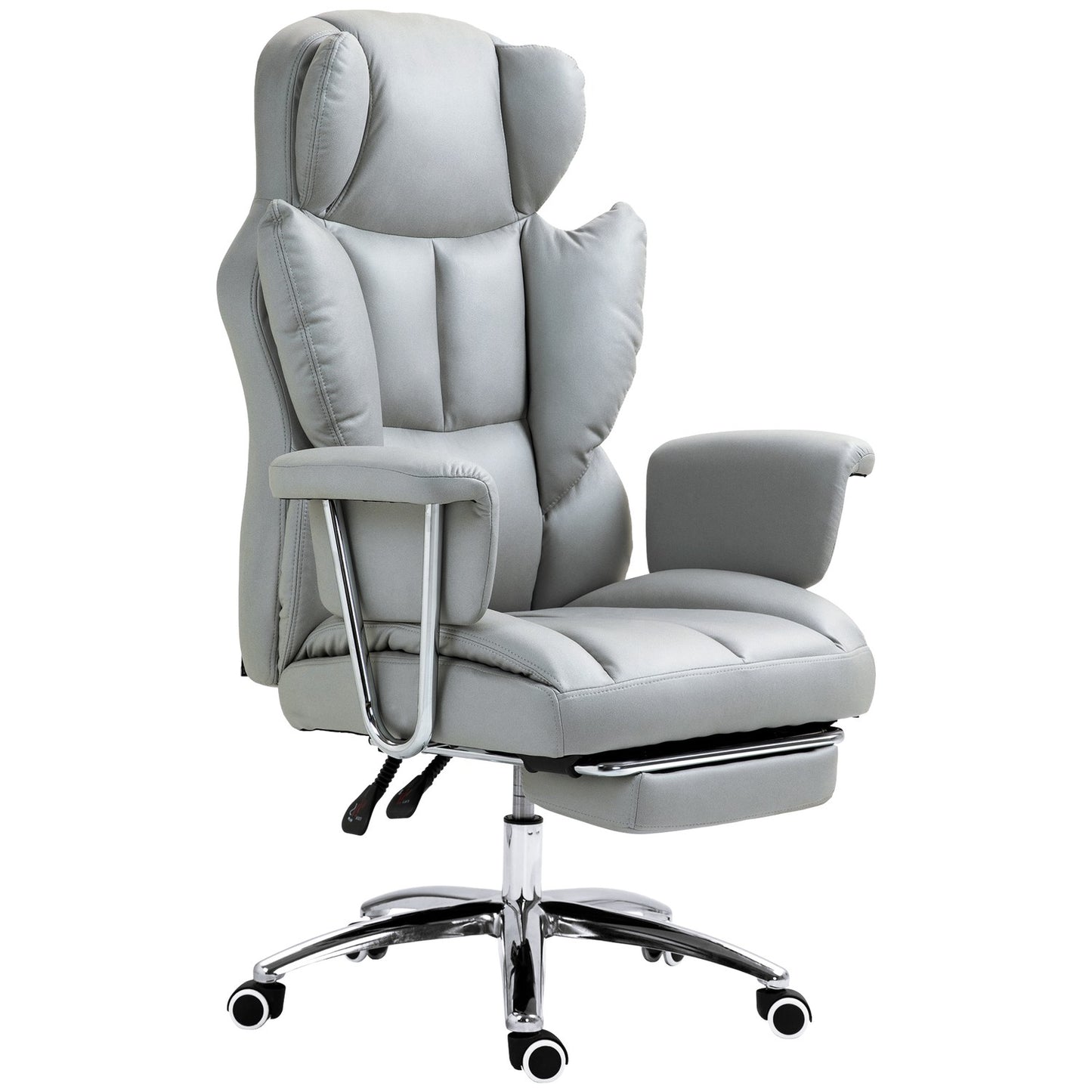 Ergonomic reclining office chair, adjustable with footrest