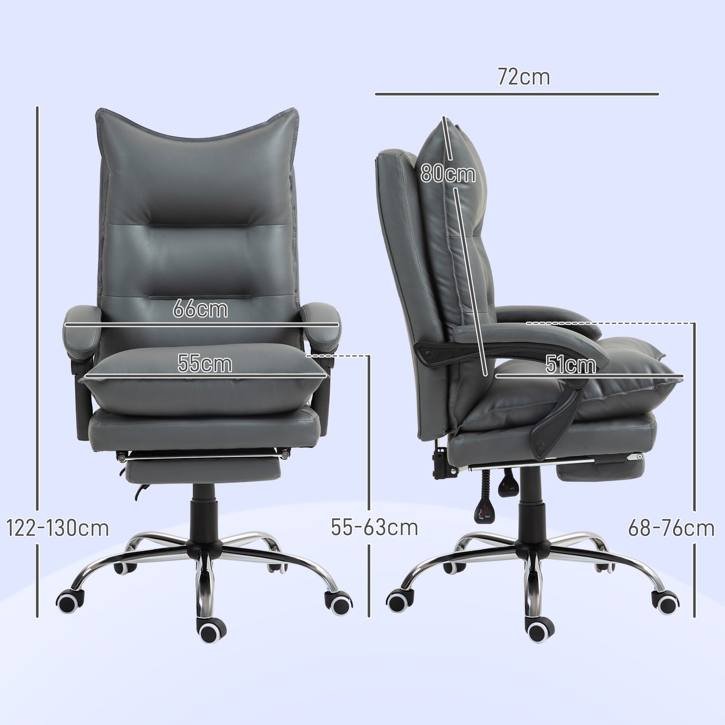 Ergonomic office chair, foldable & height adjustable, dark grey