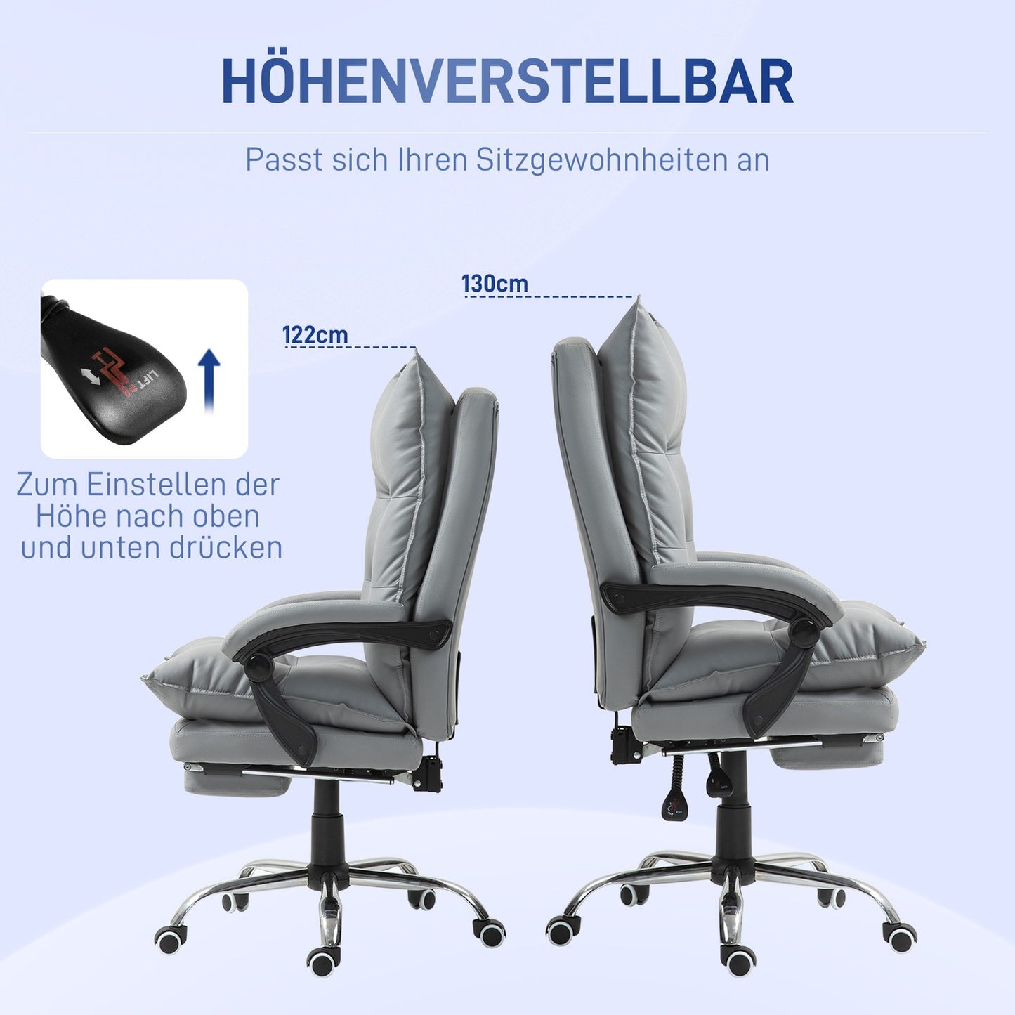 Ergonomic office chair with footrest, reclining and padded
