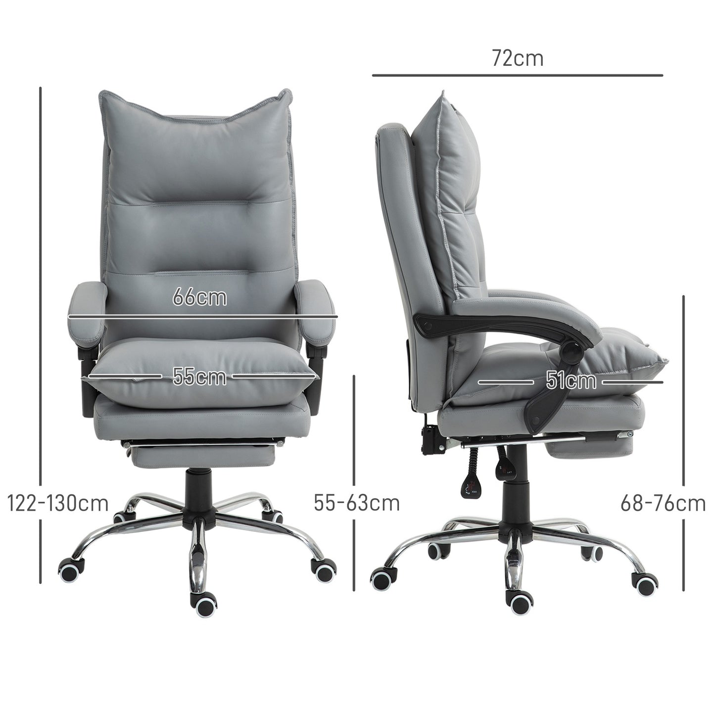Ergonomic office chair with footrest, reclining and padded
