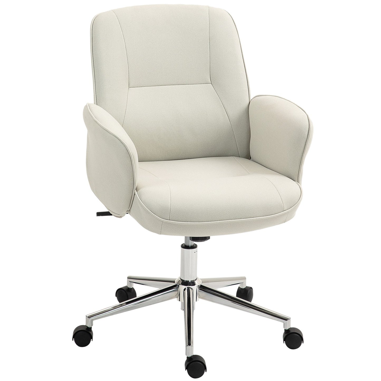 Ergonomic office chair, microfiber, cream white, adjustable in height