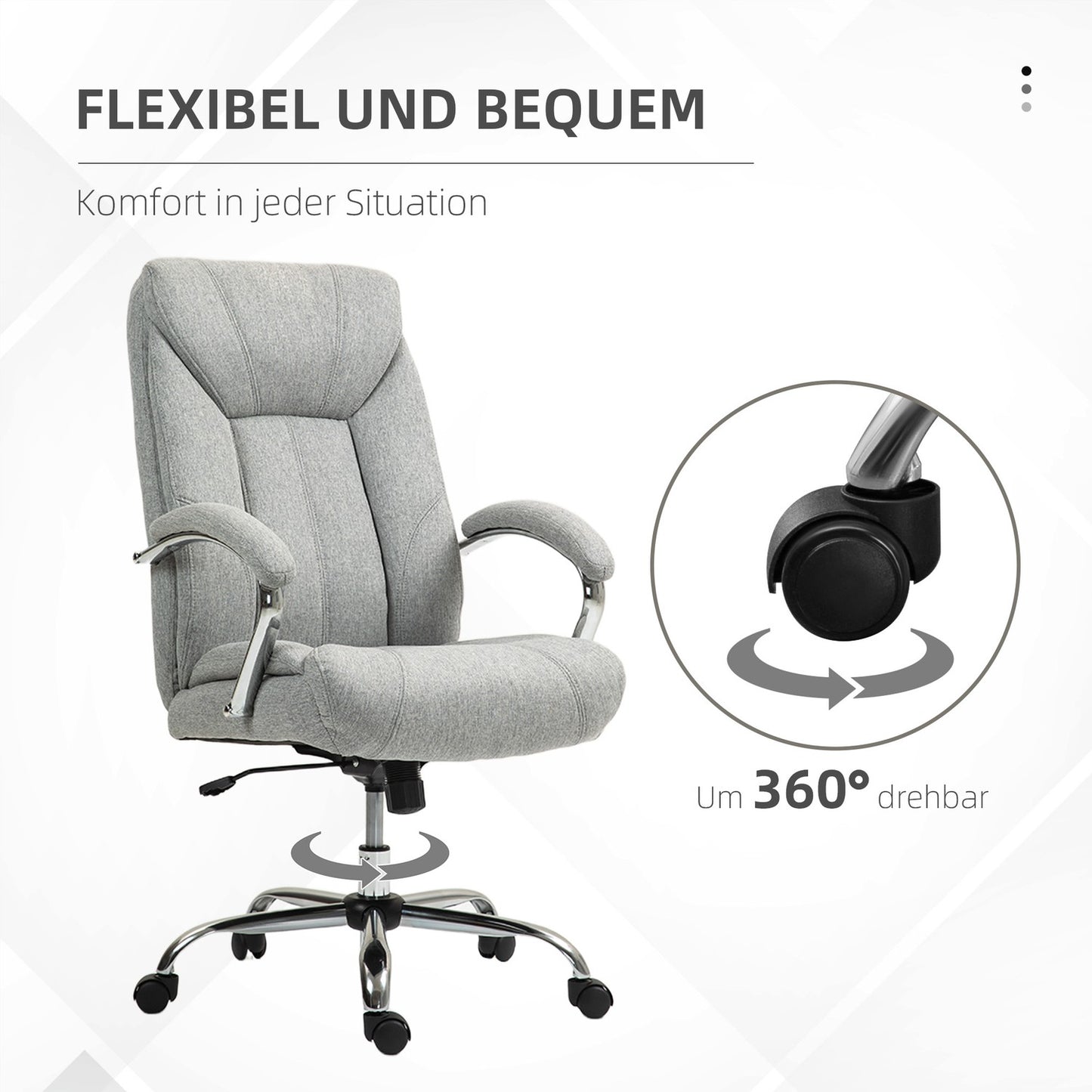 Ergonomic swivel office chair, padded armrests, adjustable