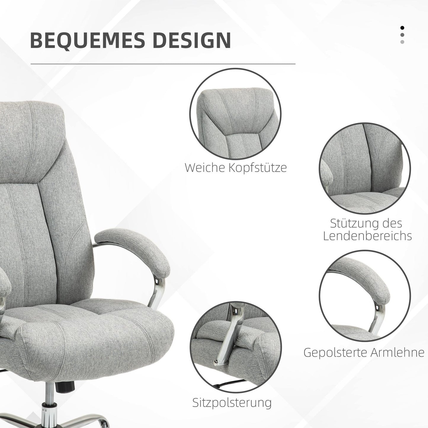Ergonomic swivel office chair, padded armrests, adjustable