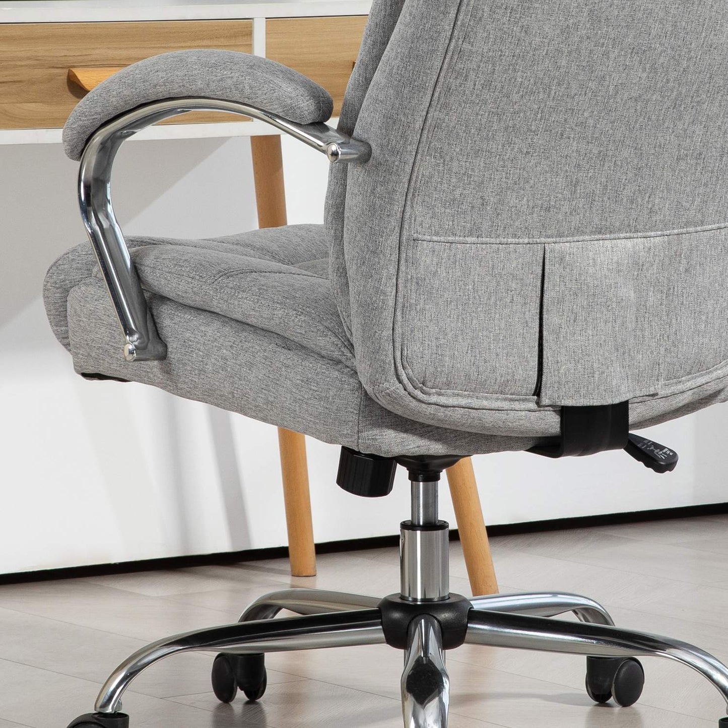 Ergonomic swivel office chair, padded armrests, adjustable