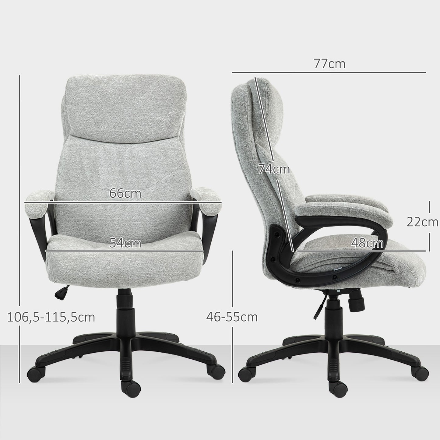 Ergonomic Rocker Office chair, height adjustable, light grey