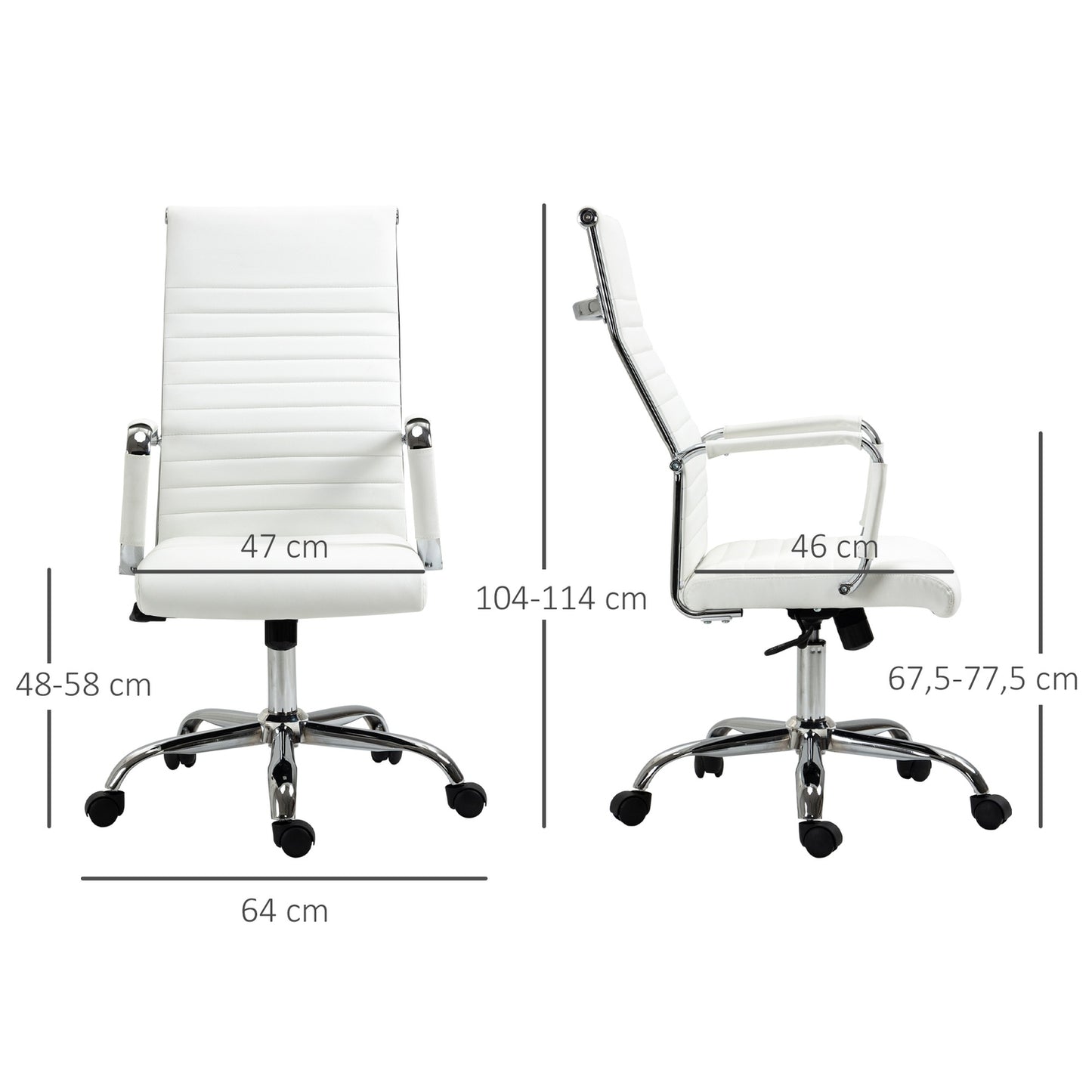 Ergonomic white office chair, 360° rotatable, 120 kg capacity