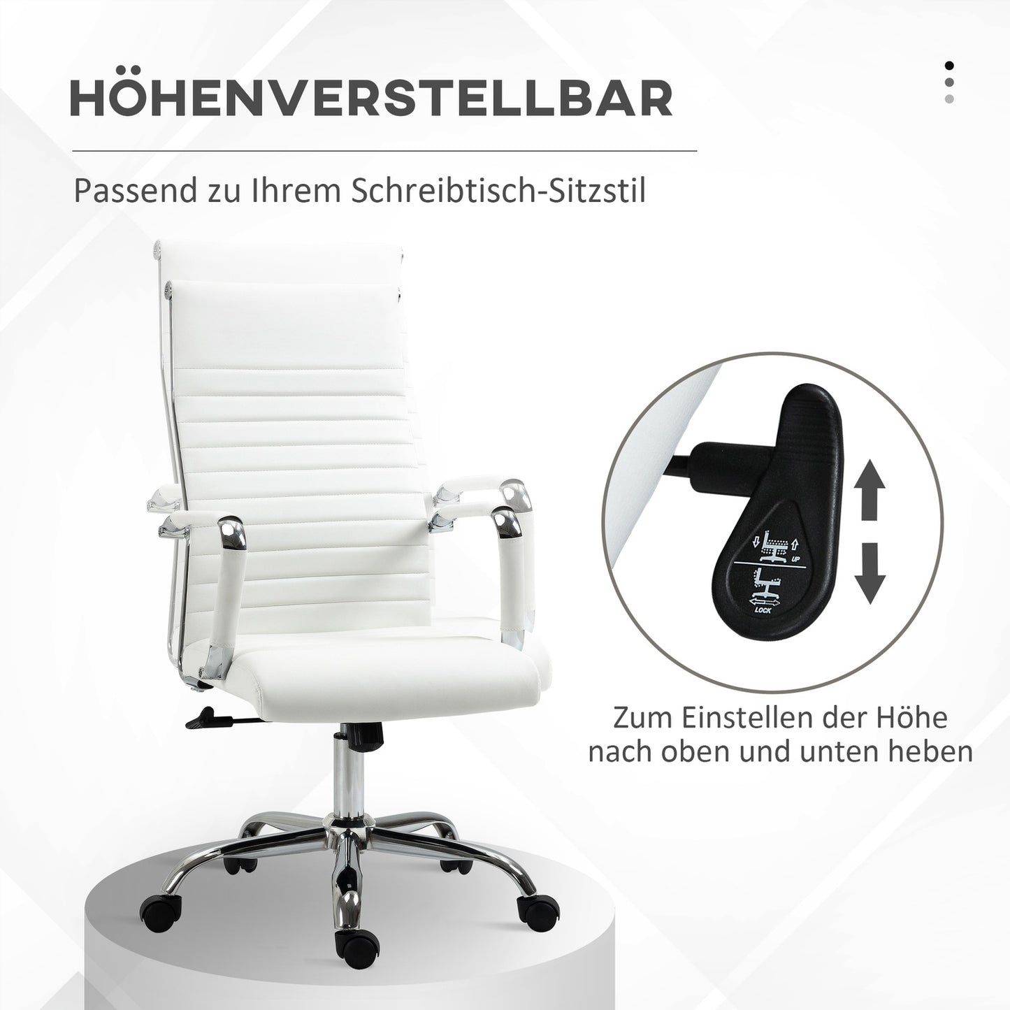 Ergonomic white office chair, 360° rotatable, 120 kg capacity