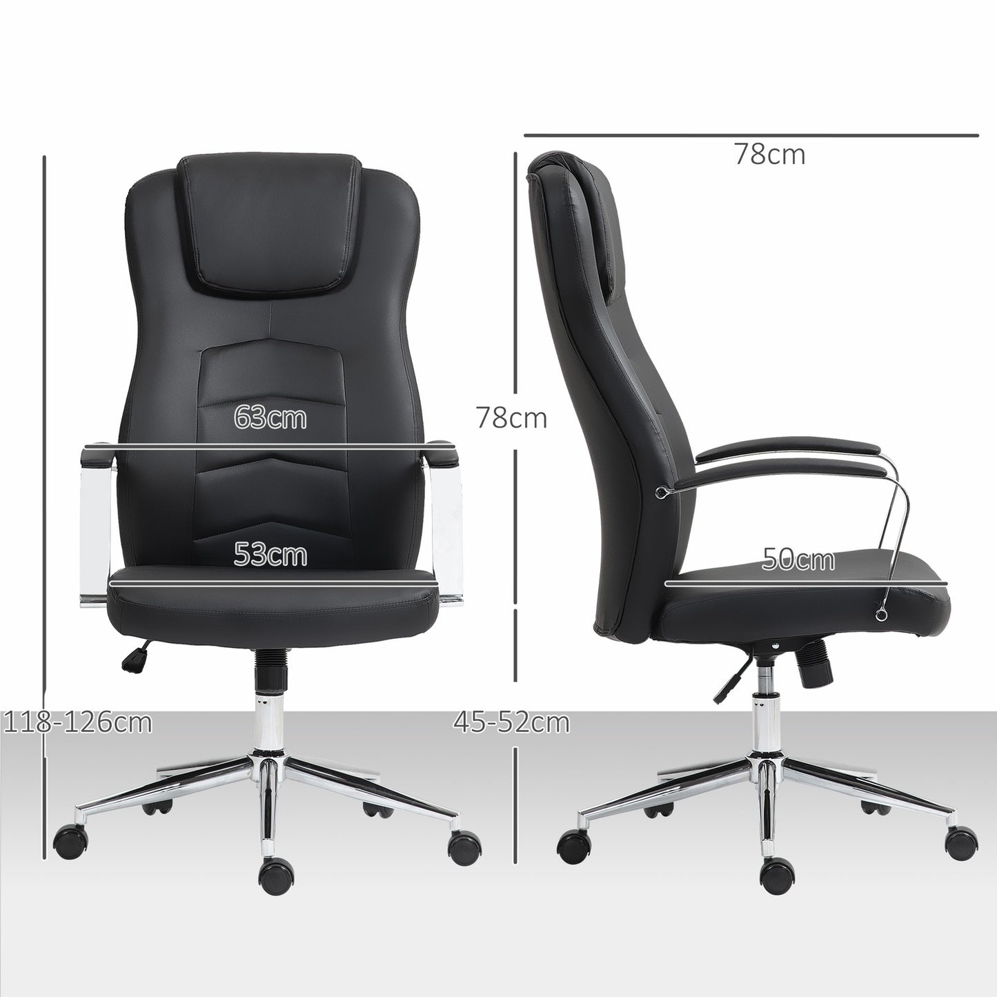 Office Chair, Swivel & Tilt, Adjustable, Black, 120 kg Capacity