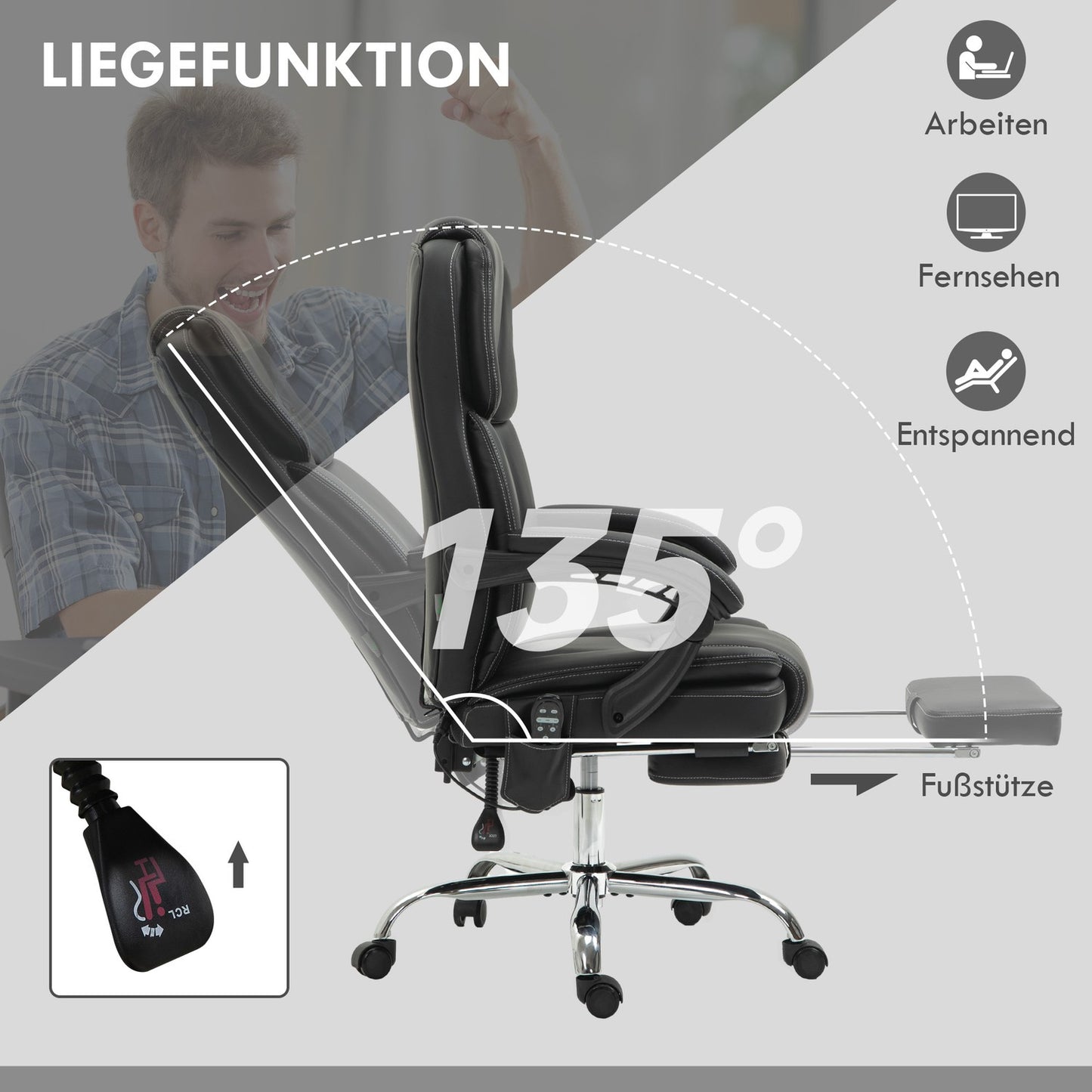 Ergonomic office chair with vibration massage & heating